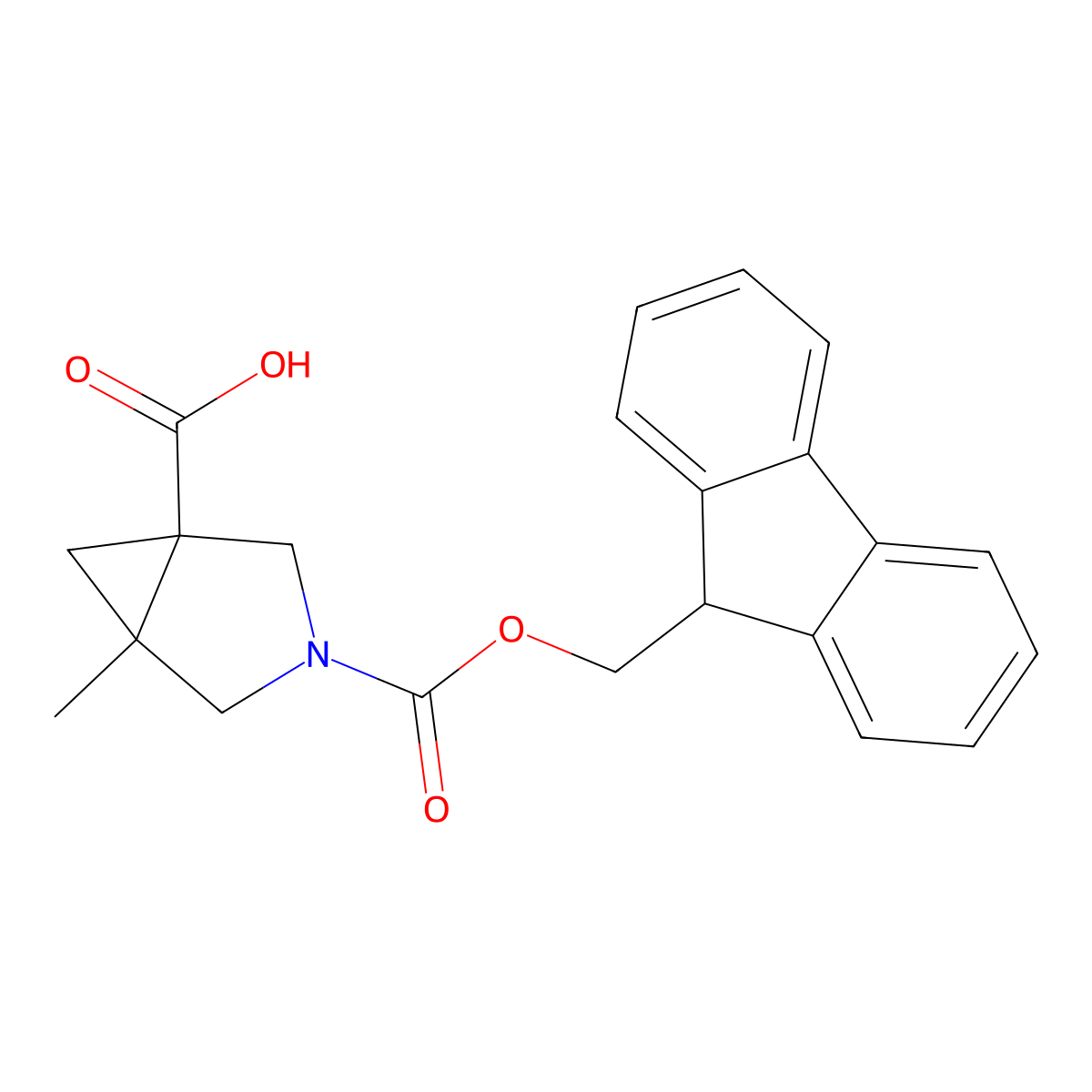rac-(1R,5R)-3-{[(9H-fluoren-9-yl)methoxy]carbonyl}-5-methyl-3-azabicyclo[3.1.0]hexane-1-carboxylicacid,cis molecular structure, CAS 2416218-00-1