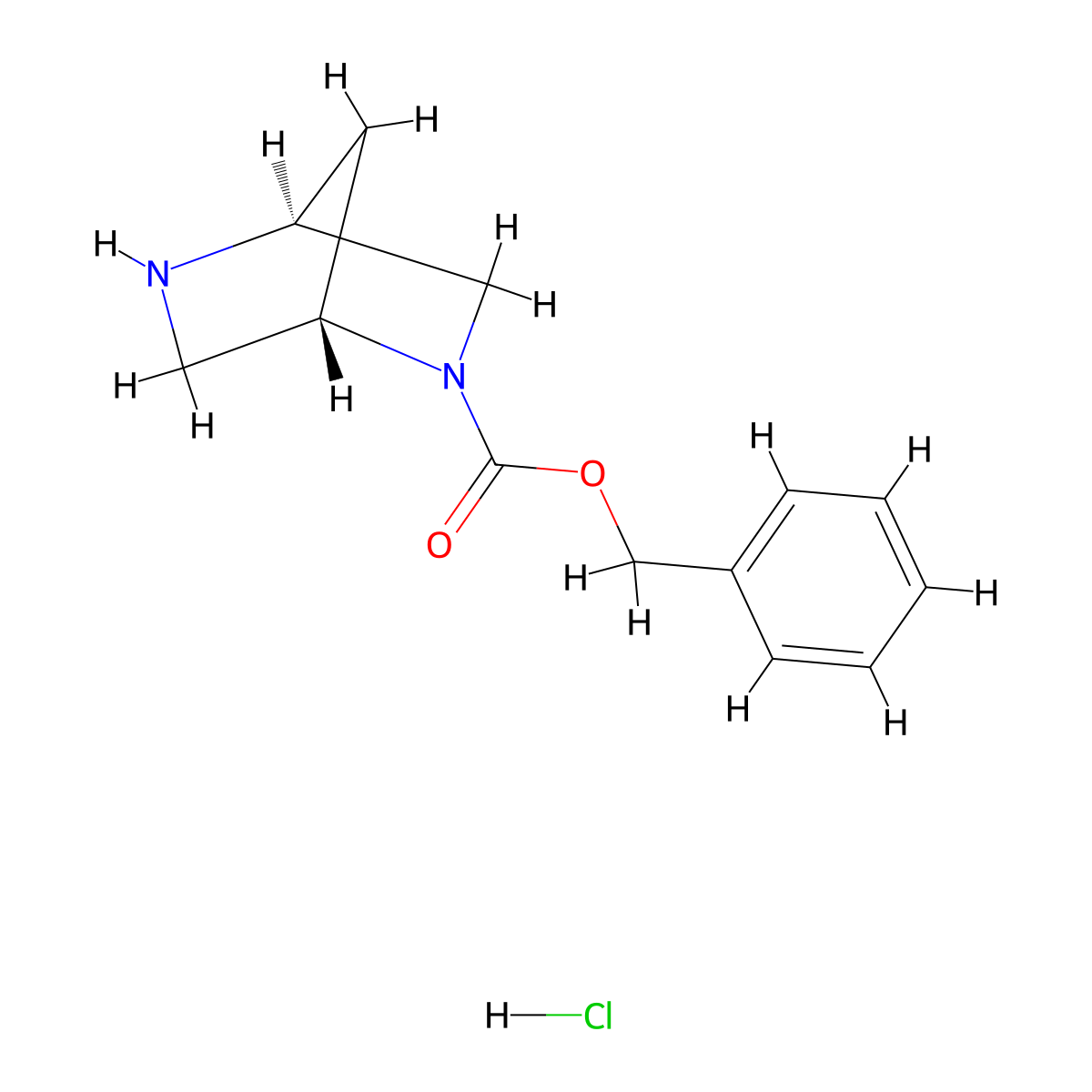 (1s,4s)-2,5-Diaza-bicyclo[2.2.1]heptane-2-carboxylic acid benzyl ester hydrochloride molecular structure, CAS 2416218-02-3