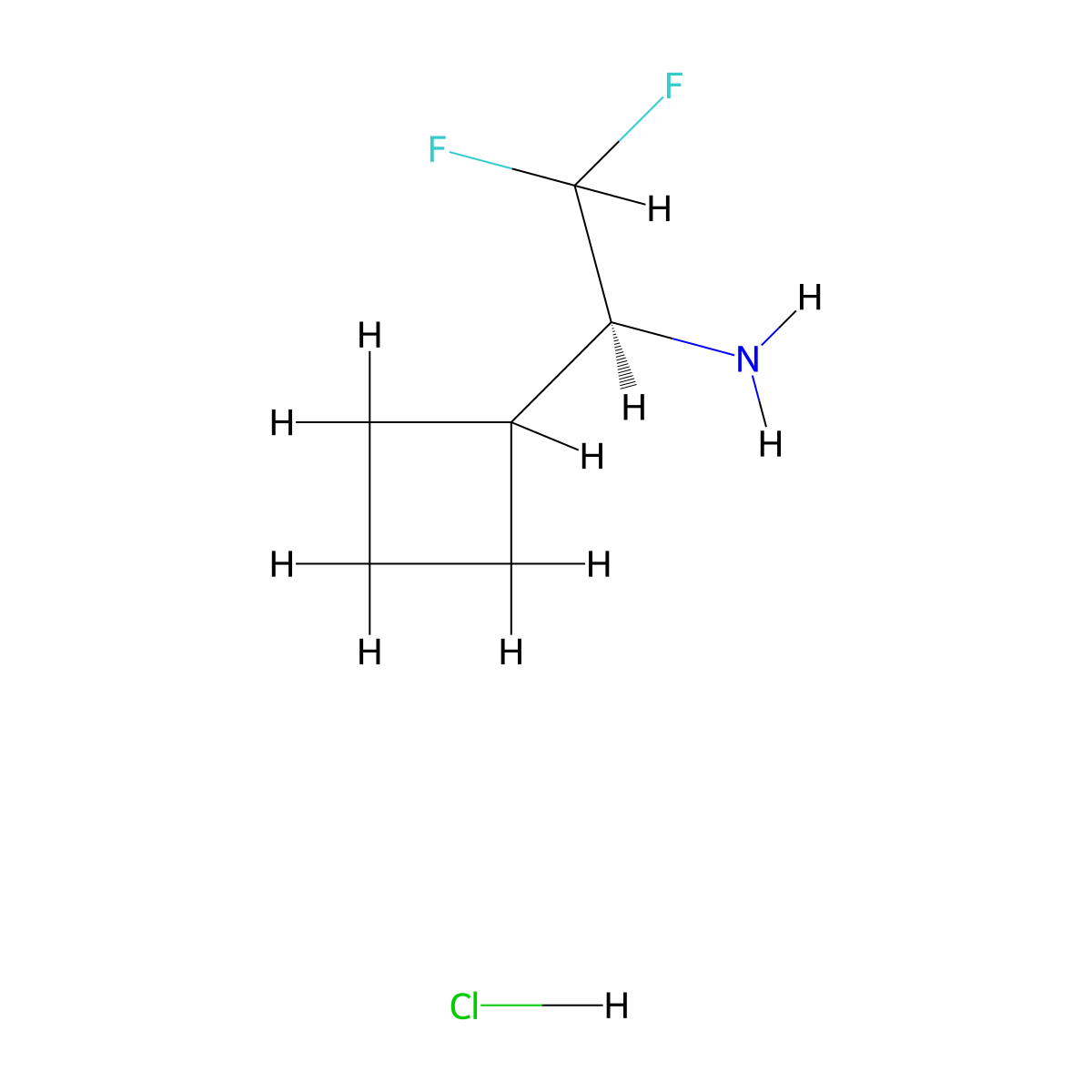 (1S)-1-cyclobutyl-2,2-difluoroethan-1-amine hydrochloride molecular structure, CAS 2416218-11-4