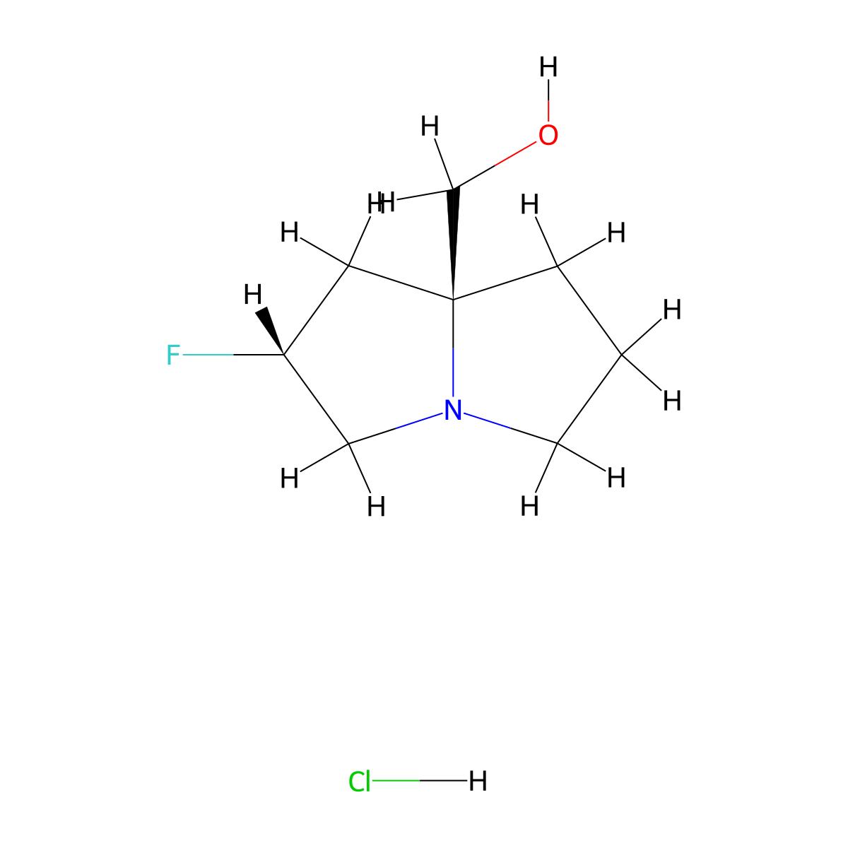 [(2R,8S)-2-fluoro-1,2,3,5,6,7-hexahydropyrrolizin-8-yl]methanol;hydrochloride molecular structure, CAS 2416218-32-9