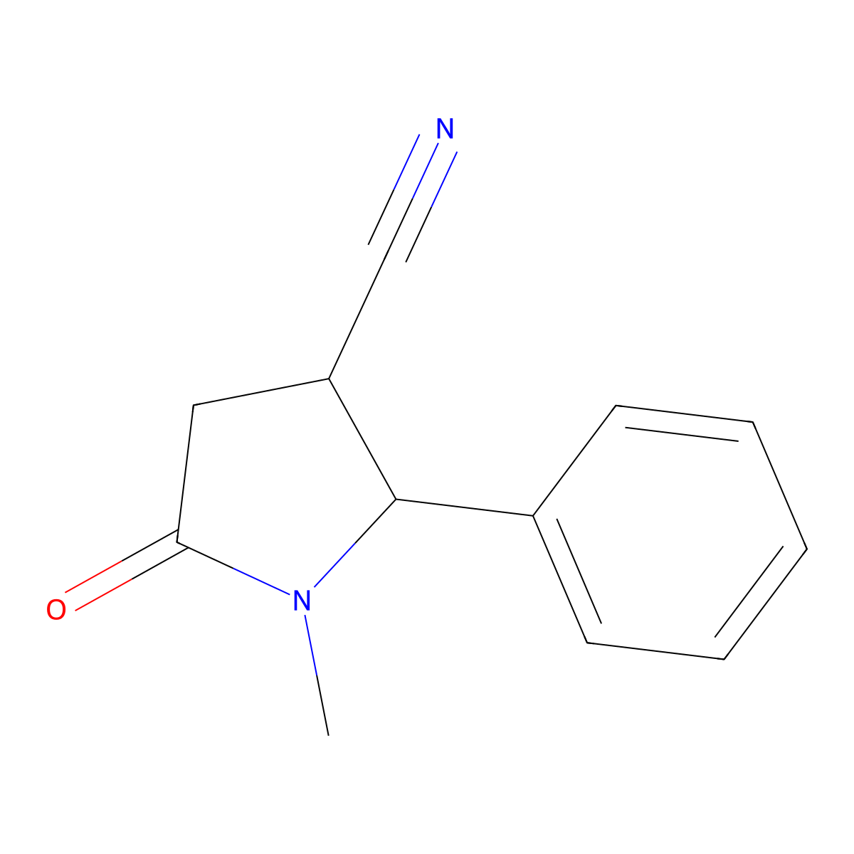 (2S,3S)-1-Methyl-5-oxo-2-phenylpyrrolidine-3-carbonitrile molecular structure, CAS 2416218-37-4