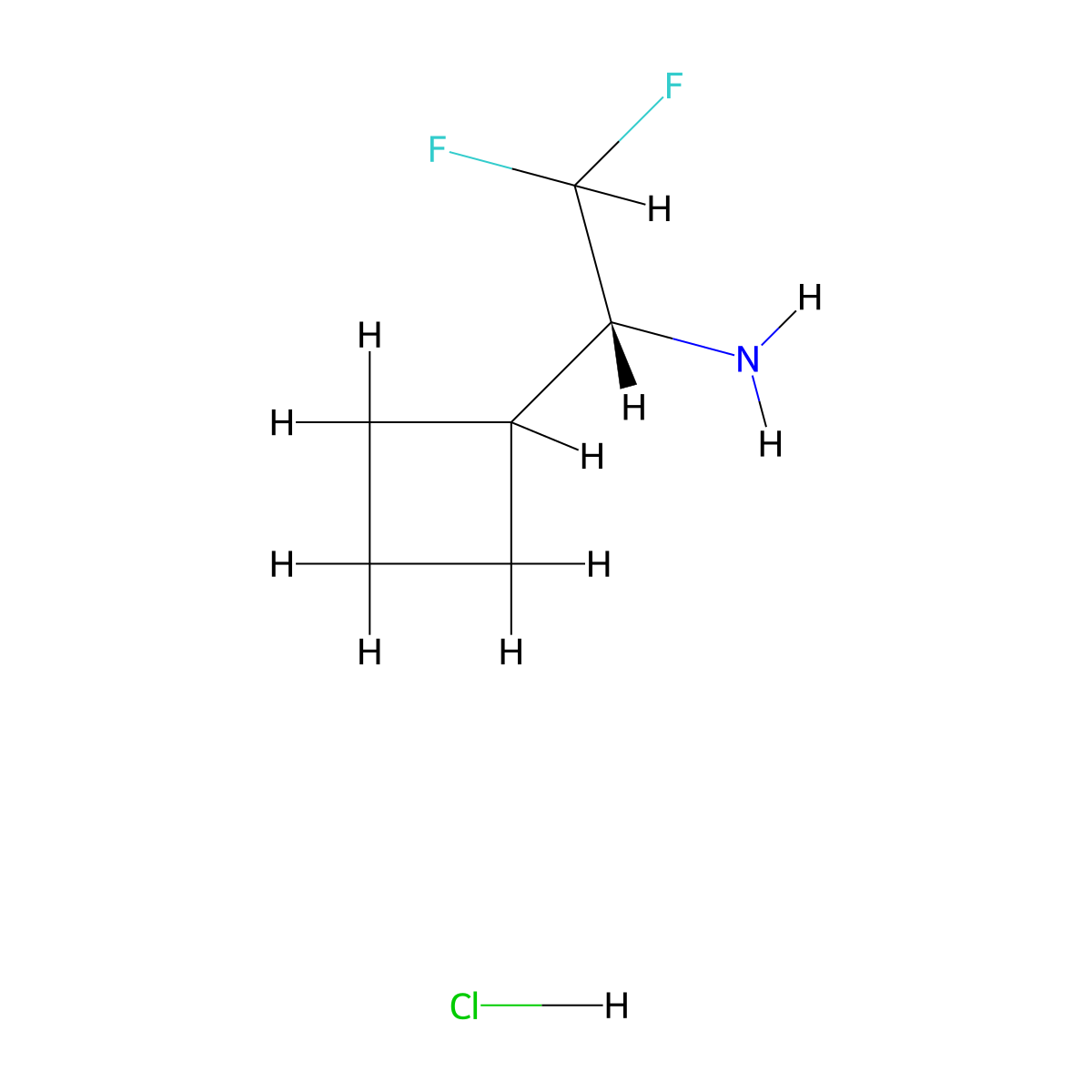 (1R)-1-cyclobutyl-2,2-difluoroethan-1-amine hydrochloride molecular structure, CAS 2416218-51-2