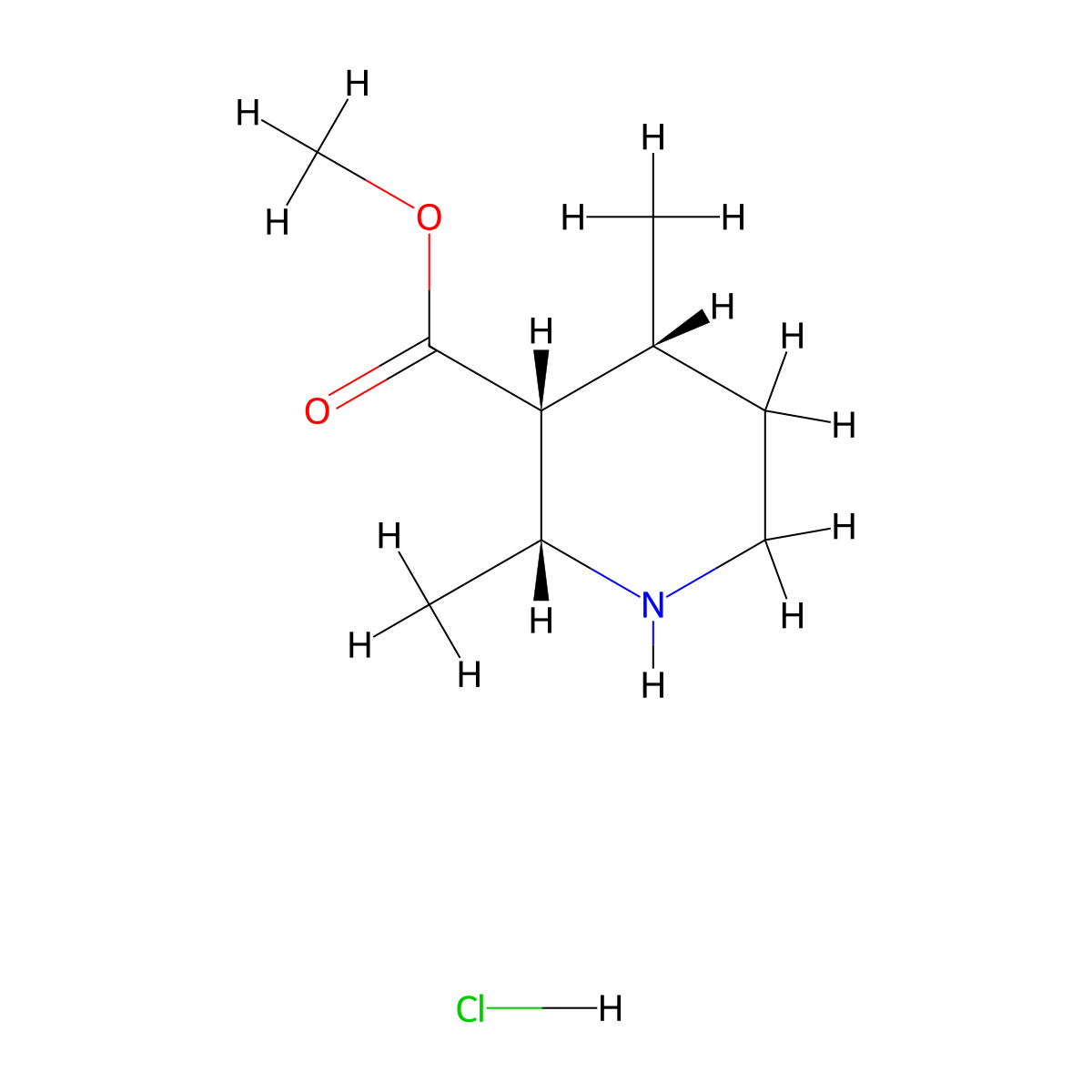 rac-methyl(2R,3R,4R)-2,4-dimethylpiperidine-3-carboxylatehydrochloride,cis molecular structure, CAS 2416218-58-9