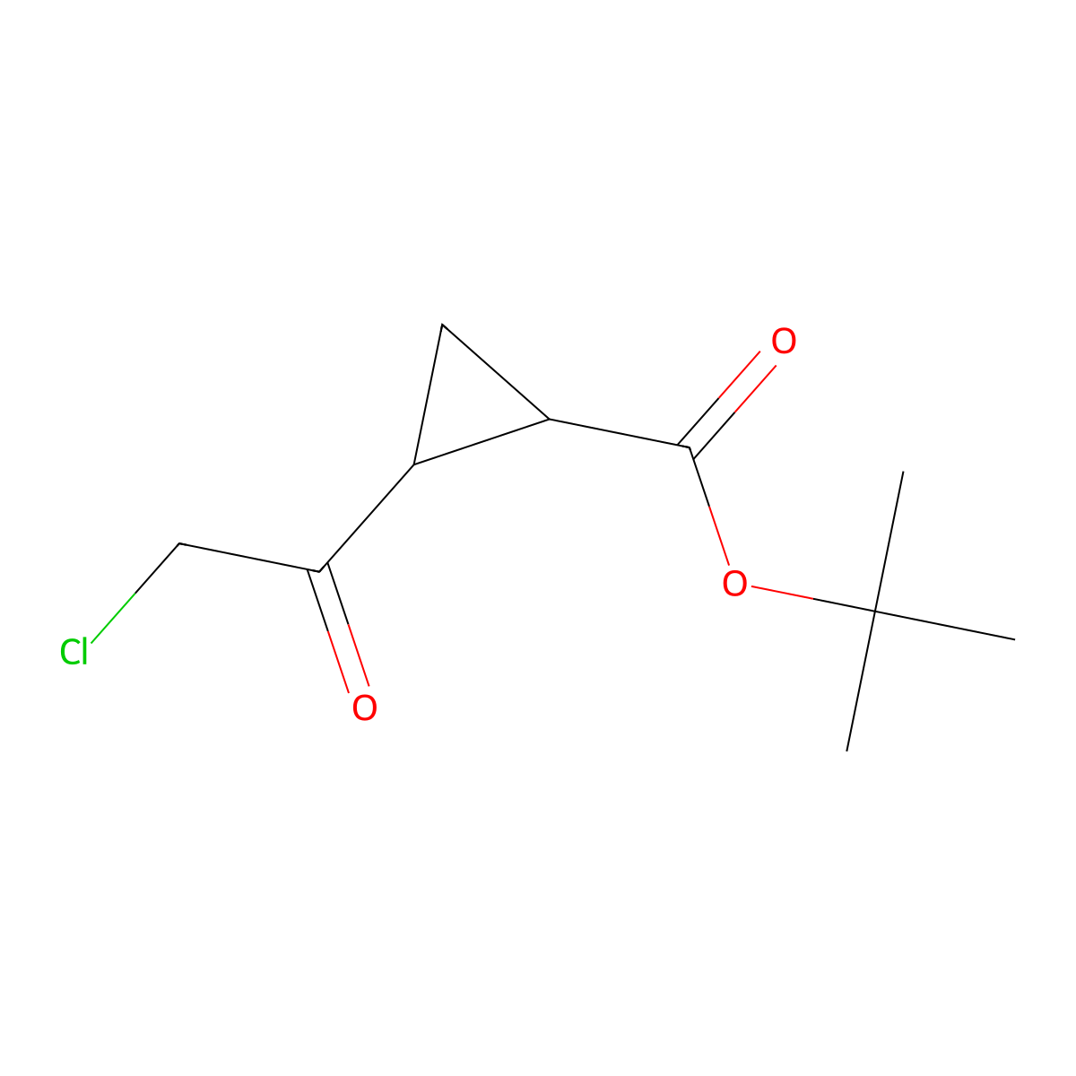 rac-tert-butyl (1R,2R)-2-(2-chloroacetyl)cyclopropane-1-carboxylate molecular structure, CAS 2416218-63-6