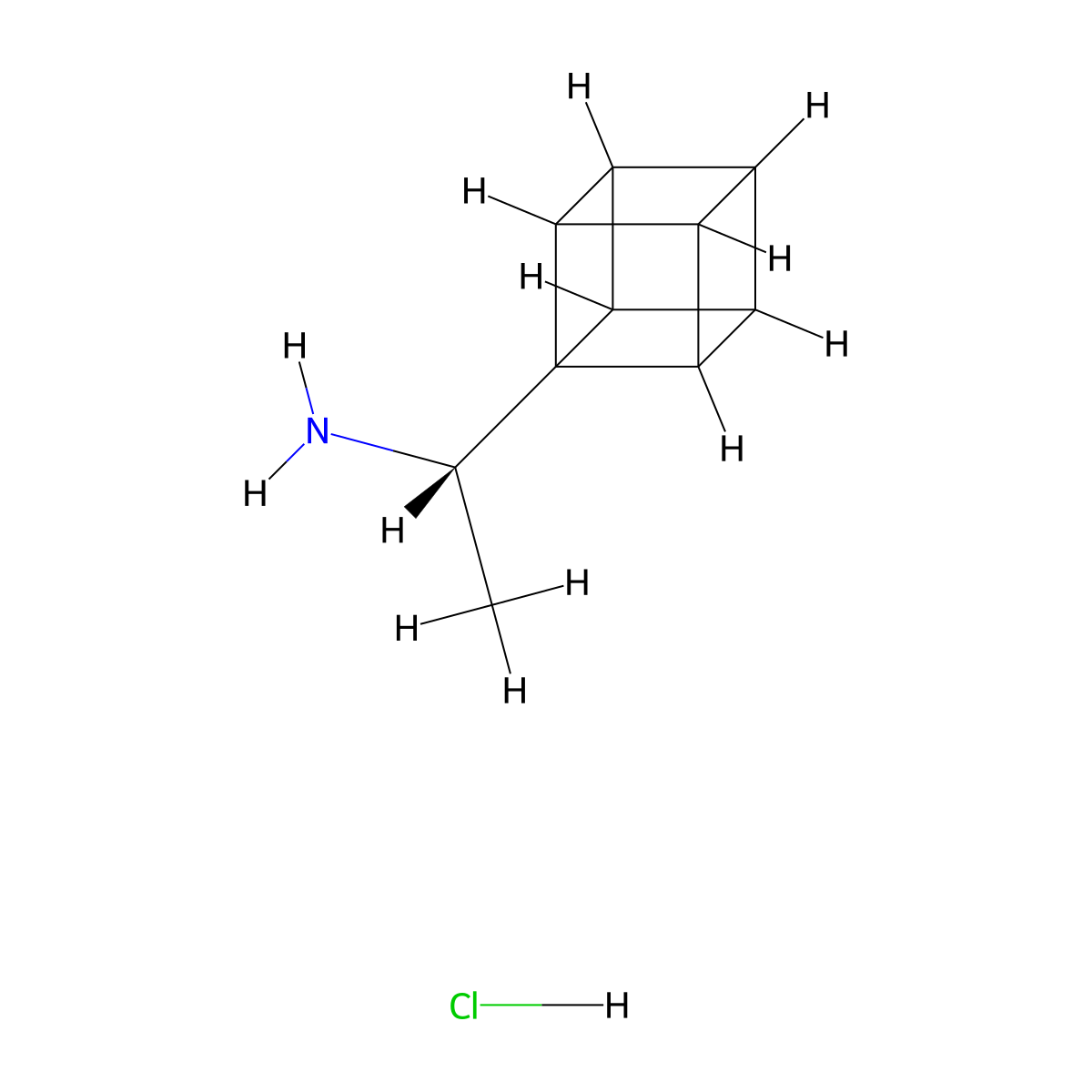 (1S)-1-(cuban-1-yl)ethan-1-amine hydrochloride molecular structure, CAS 2416218-75-0