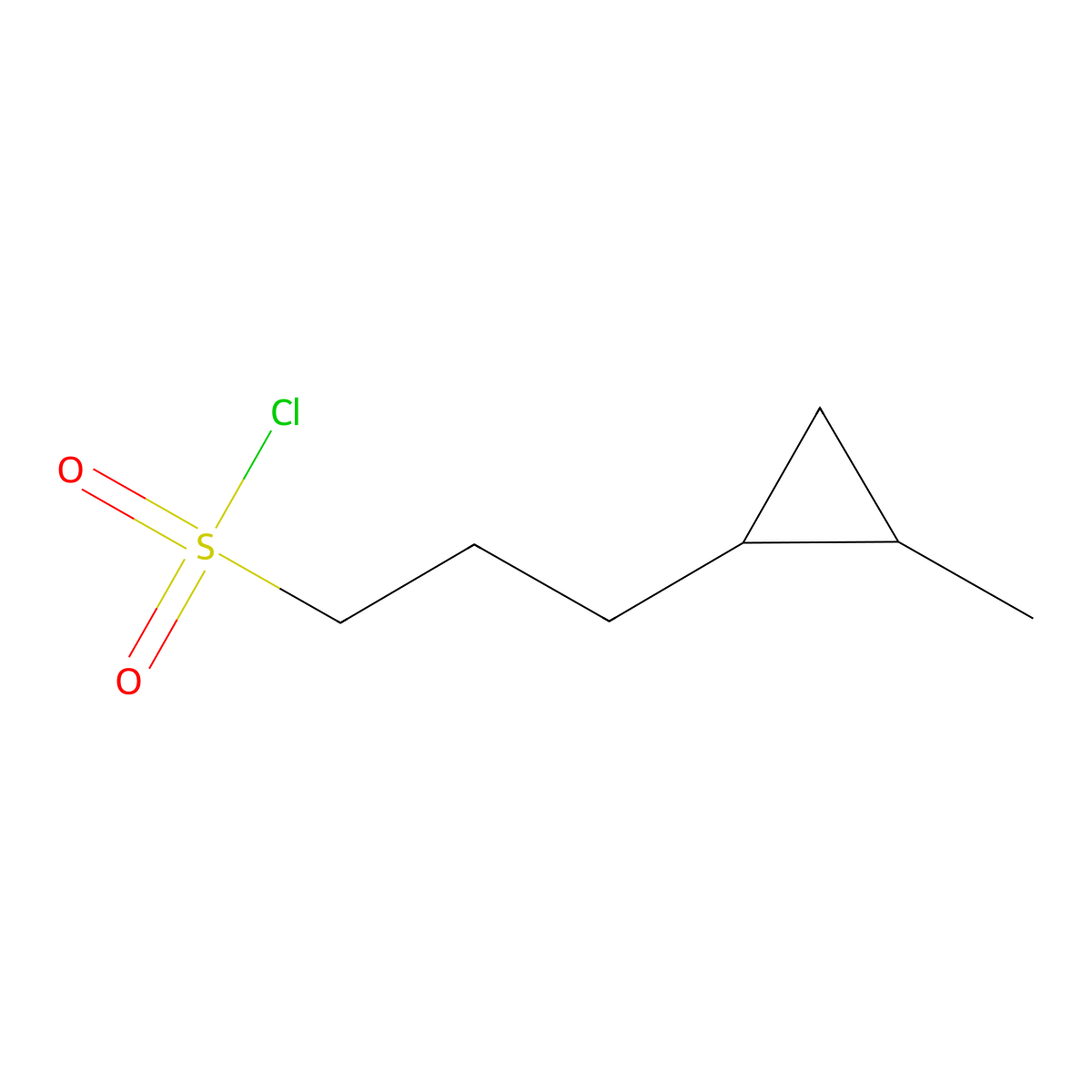 rac-3-[(1R,2S)-2-methylcyclopropyl]propane-1-sulfonylchloride,cis molecular structure, CAS 2416218-80-7