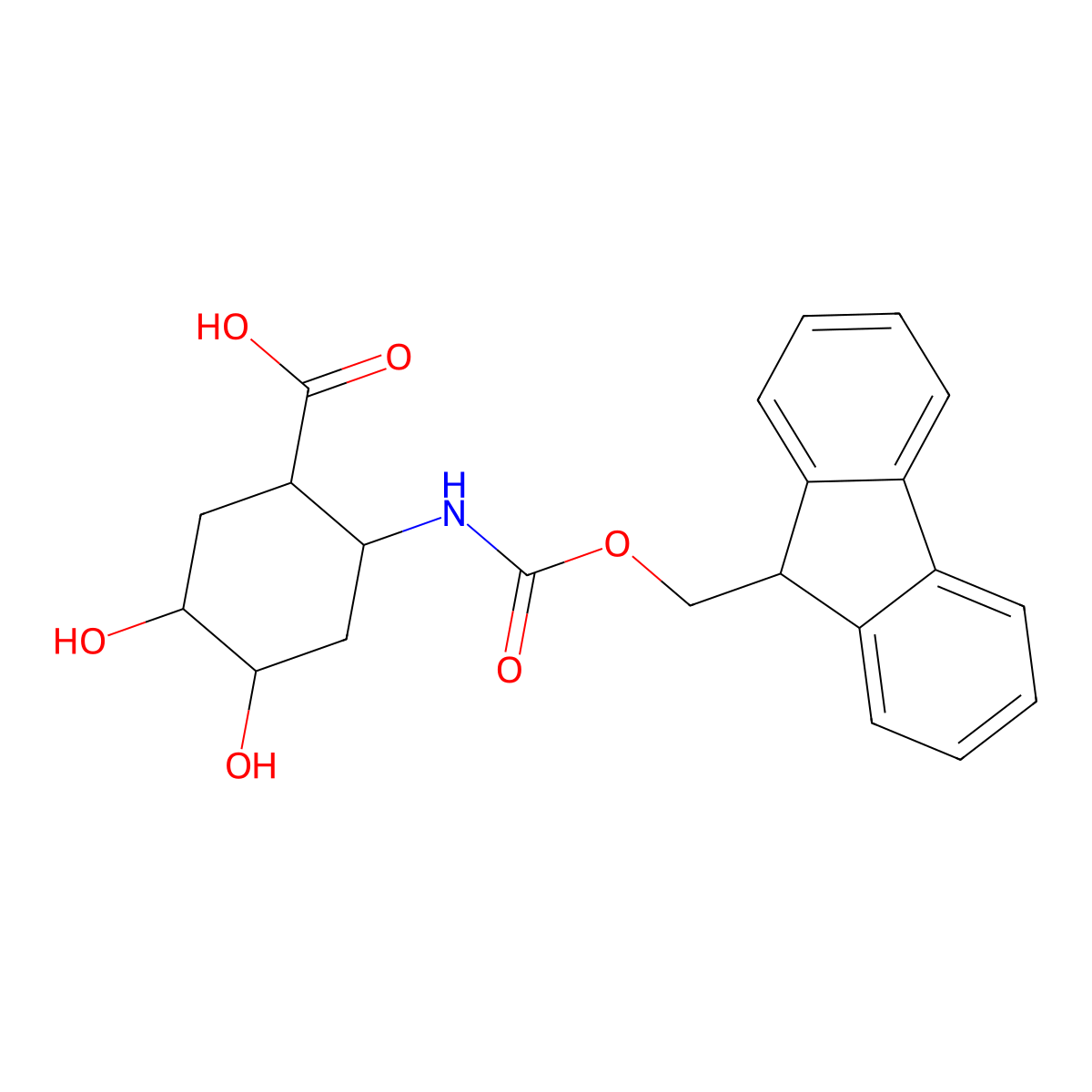 (1RS,2SR,4RS&,5SR&)-2-({[(9H-fluoren-9-yl)methoxy]carbonyl}amino)-4,5-dihydroxycyclohexane-1-carboxylic acid molecular structure, CAS 2416218-82-9