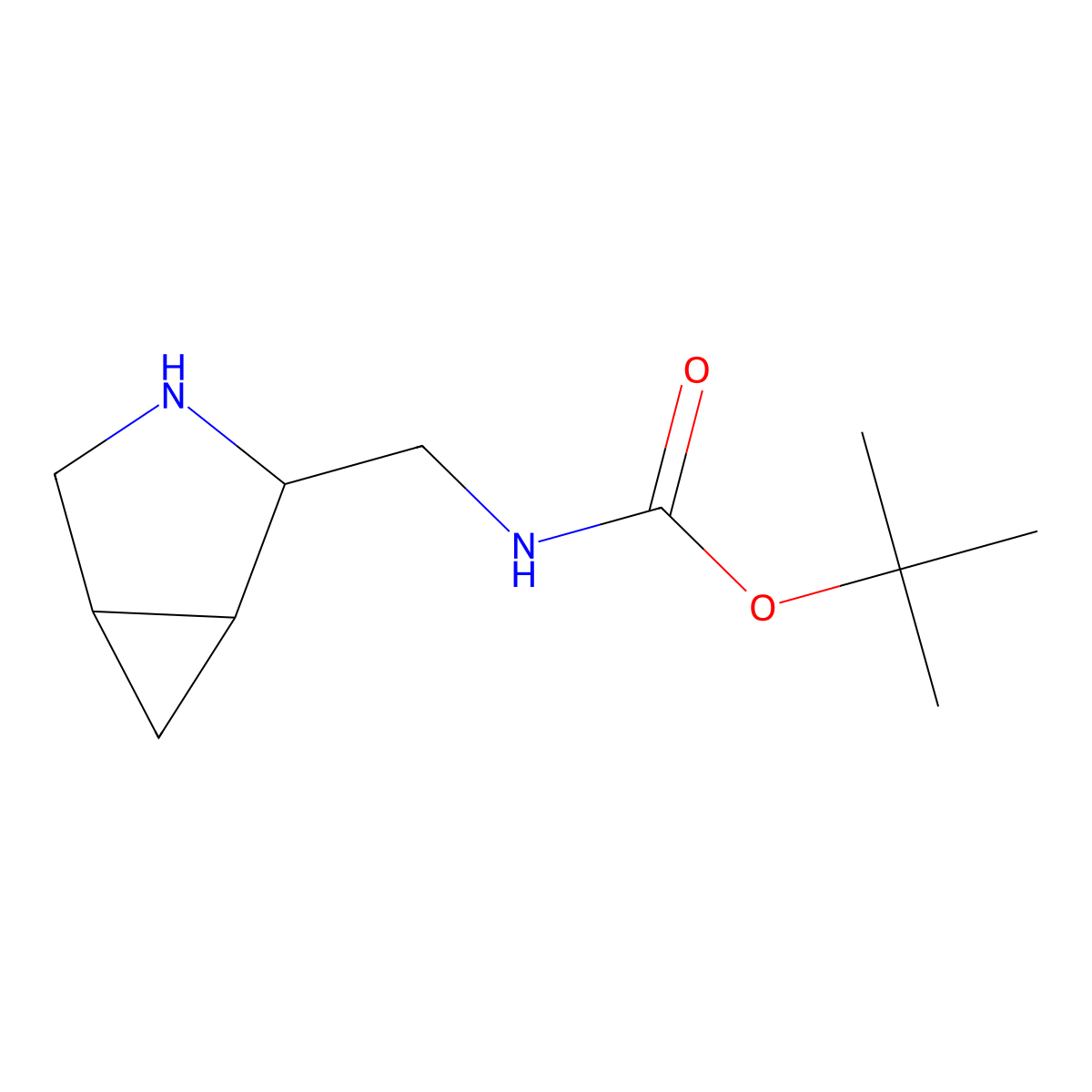 tert-butyl N-(((1S,2S,5R)-3-azabicyclo(3.1.0)hexan-2-yl)methyl)carbamate molecular structure, CAS 2416218-99-8