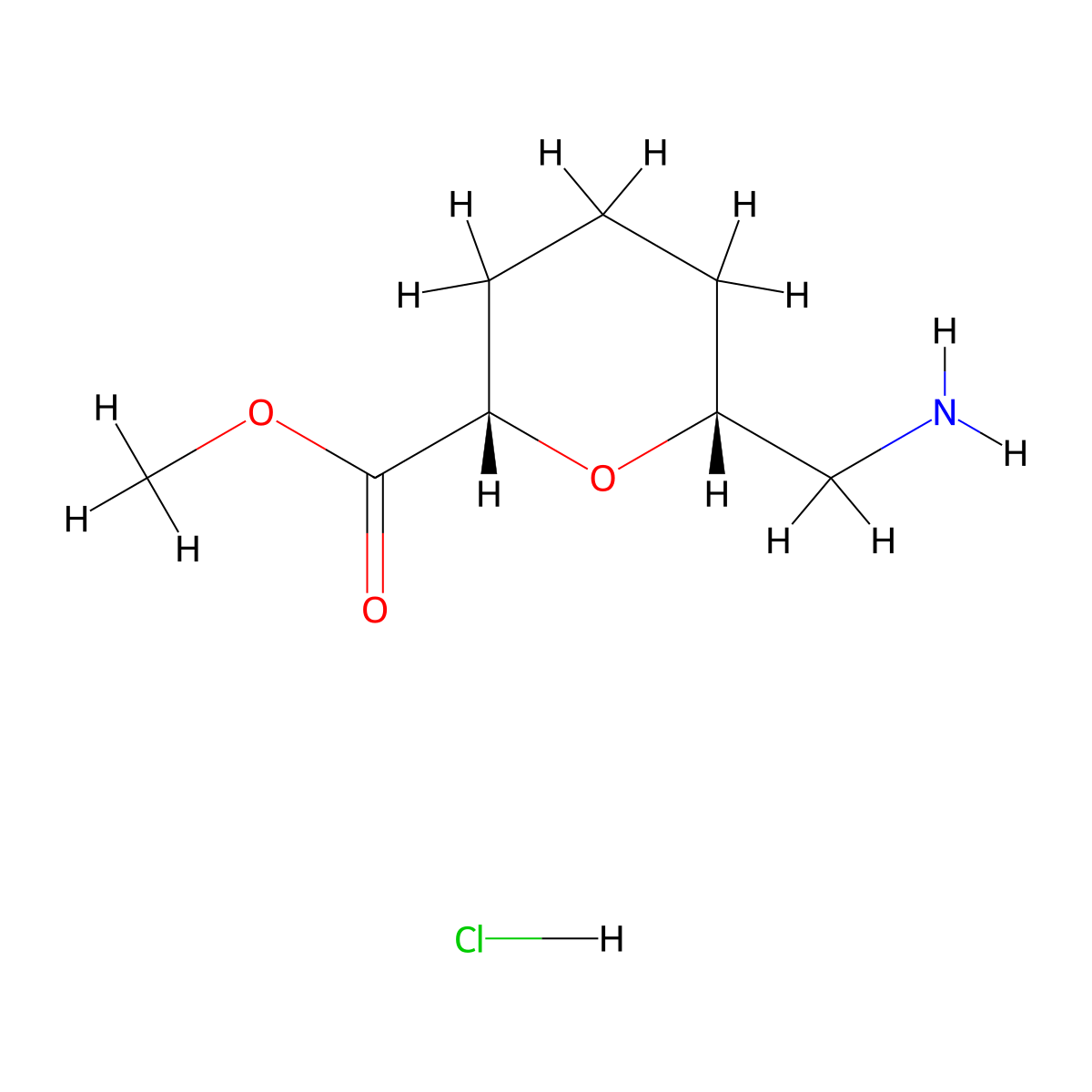 rac-methyl (2R,6S)-6-(aminomethyl)oxane-2-carboxylate hydrochloride molecular structure, CAS 2416219-09-3