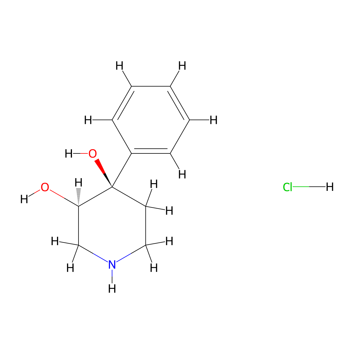 (3R,4R)-4-Phenylpiperidine-3,4-diol;hydrochloride molecular structure, CAS 2416219-32-2