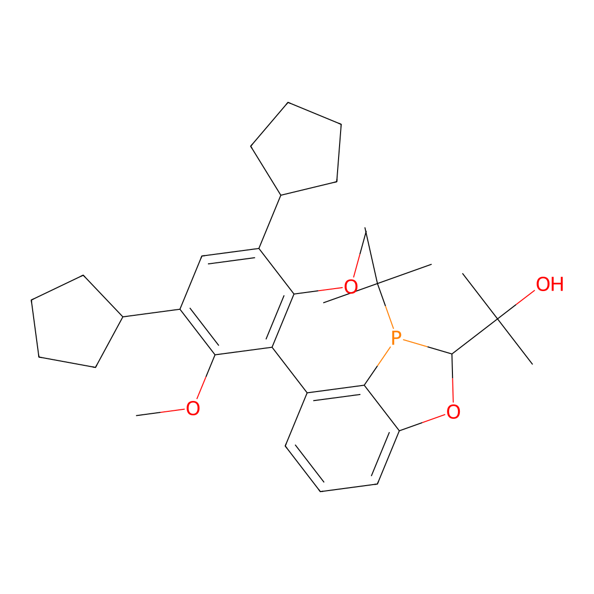 2-((2S,3S)-3-(tert-butyl)-4-(3,5-dicyclopentyl-2,6-dimethoxyphenyl)-2,3-dihydrobenzo[d][1,3]oxaphosphol-2-yl)propan-2-ol molecular structure, CAS 2416226-68-9