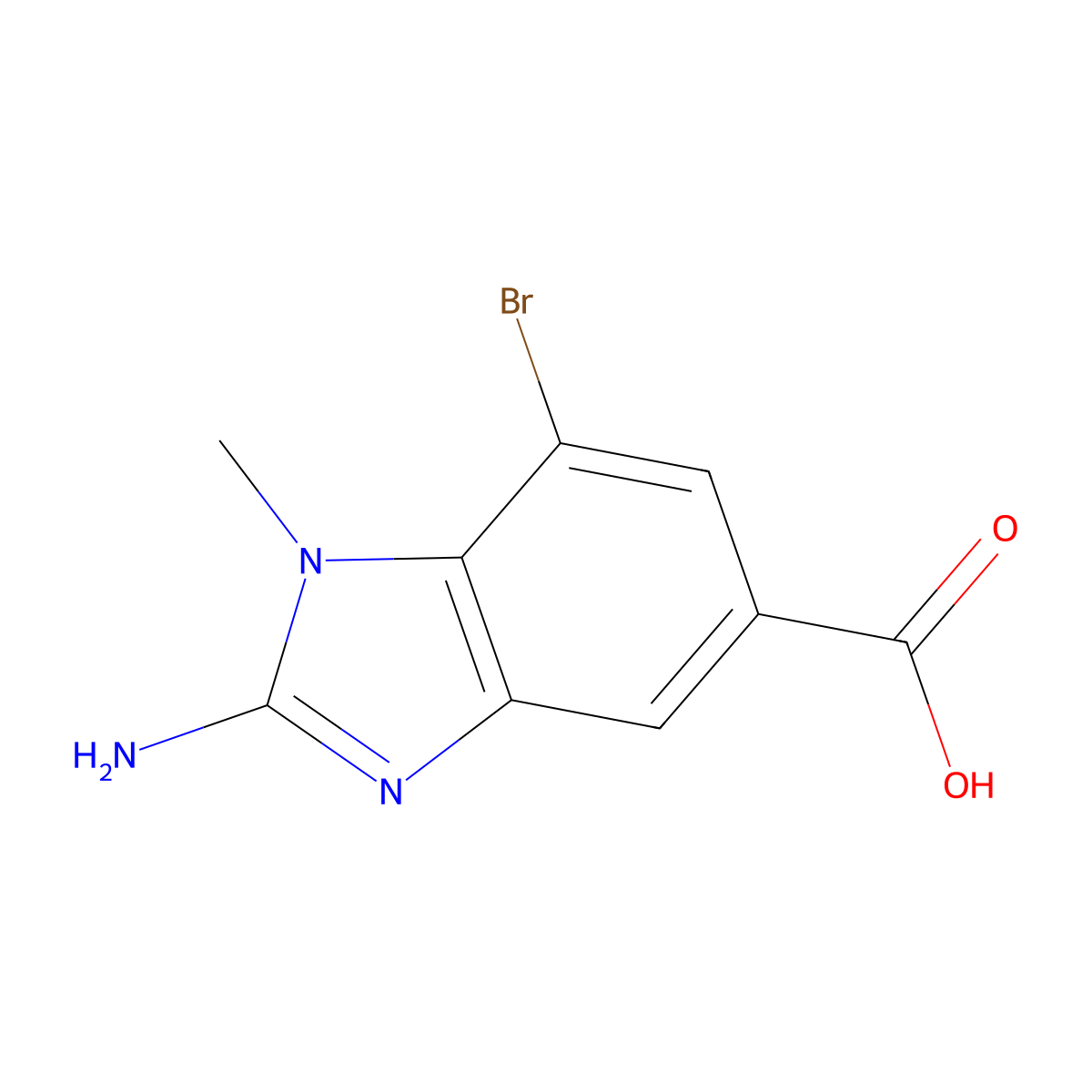 2-Amino-7-bromo-1-methylbenzimidazole-5-carboxylic acid molecular structure, CAS 2416228-87-8