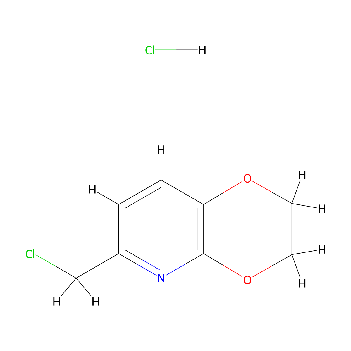 6-(chloromethyl)-2H,3H-[1,4]dioxino[2,3-b]pyridine hydrochloride molecular structure, CAS 2416228-89-0