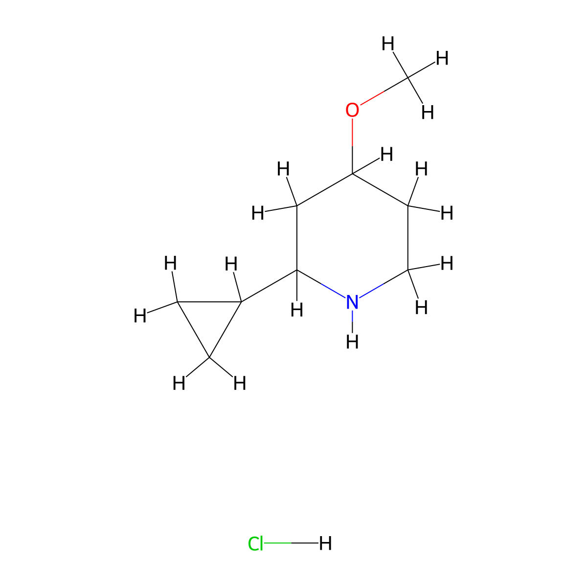 2-Cyclopropyl-4-methoxypiperidine hydrochloride molecular structure, CAS 2416228-93-6