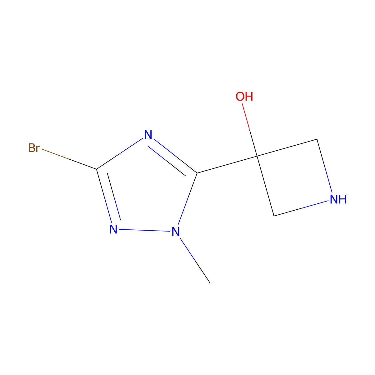 3-(3-bromo-1-methyl-1H-1,2,4-triazol-5-yl)azetidin-3-ol molecular structure, CAS 2416228-95-8
