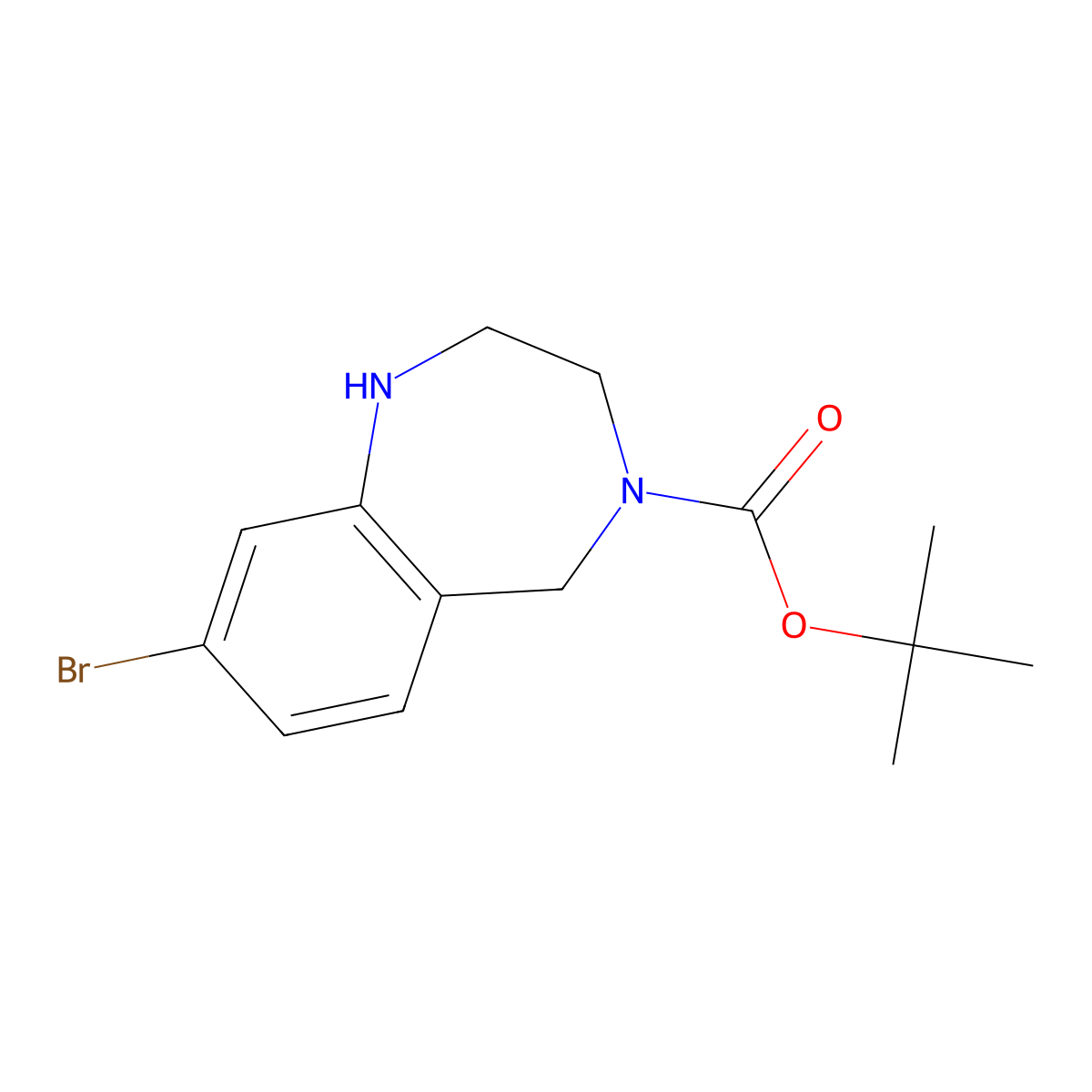 Tert-butyl 8-bromo-1,2,3,5-tetrahydro-1,4-benzodiazepine-4-carboxylate molecular structure, CAS 2416229-19-9