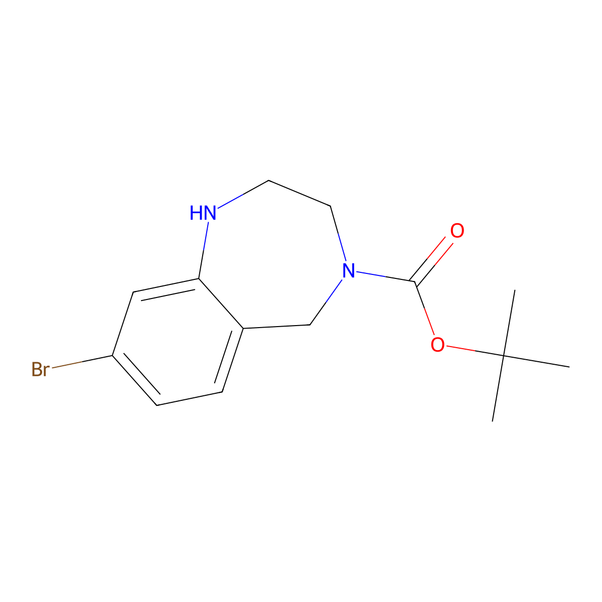 Tert-butyl 8-bromo-1,2,3,5-tetrahydro-1,4-benzodiazepine-4-carboxylate molecular structure, CAS 2416229-19-9