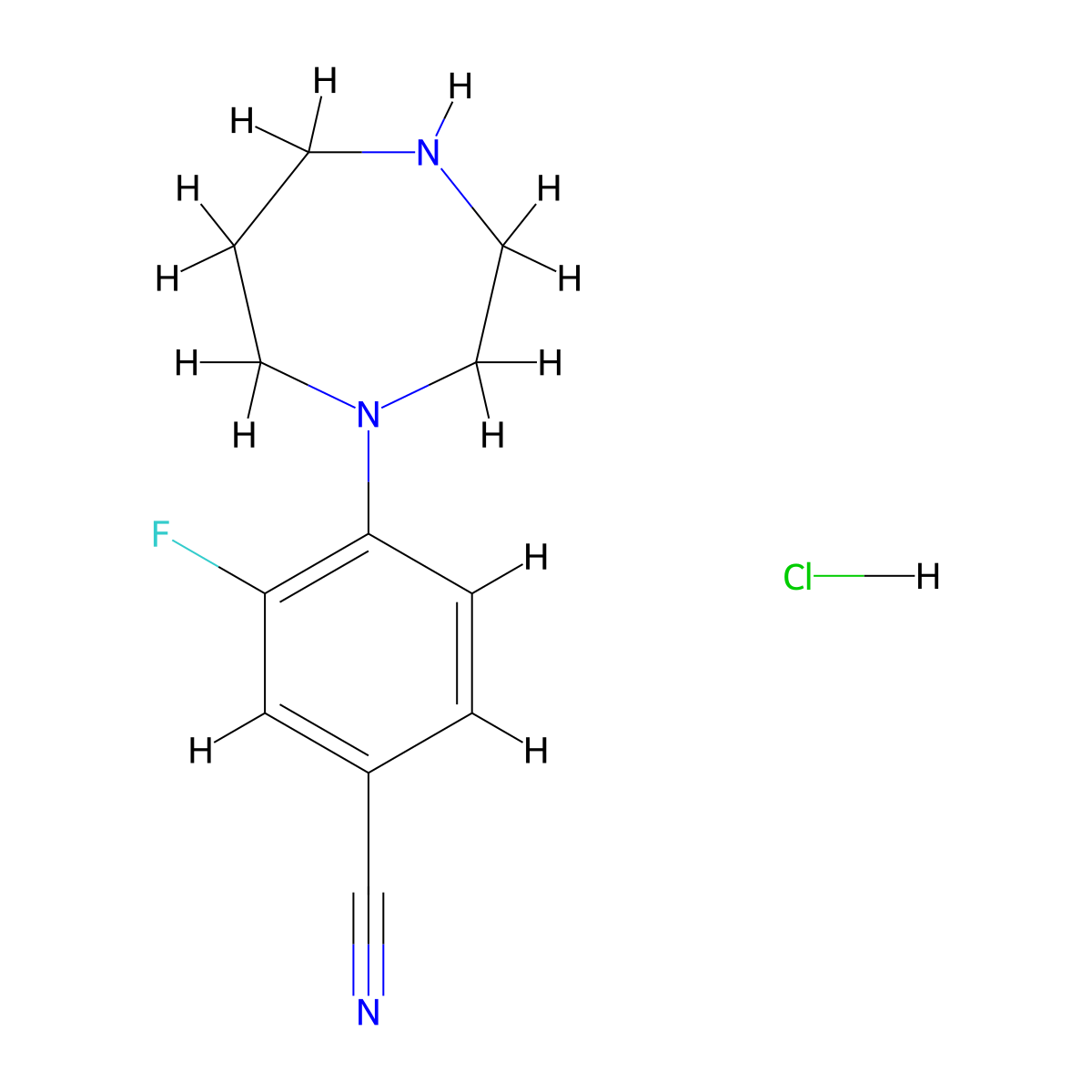 4-(1,4-Diazepan-1-yl)-3-fluorobenzonitrile hydrochloride molecular structure, CAS 2416229-38-2