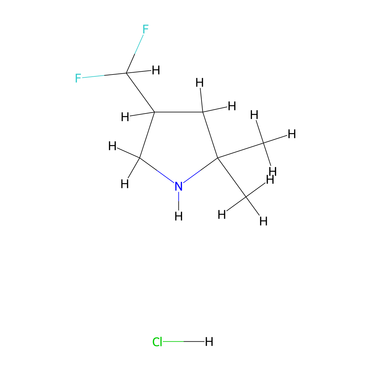 4-(Difluoromethyl)-2,2-dimethylpyrrolidine hydrochloride molecular structure, CAS 2416229-43-9