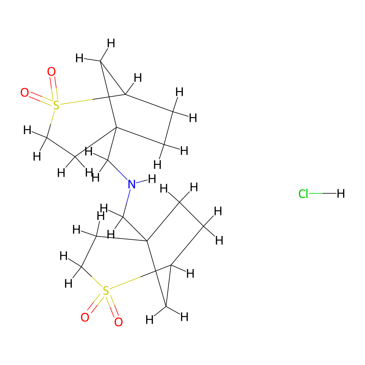 5-{[({2,2-Dioxo-2lambda6-thiabicyclo[3.2.1]octan-5-yl}methyl)amino]methyl}-2lambda6-thiabicyclo[3.2.1]octane-2,2-dione hydrochloride molecular structure, CAS 2416229-51-9
