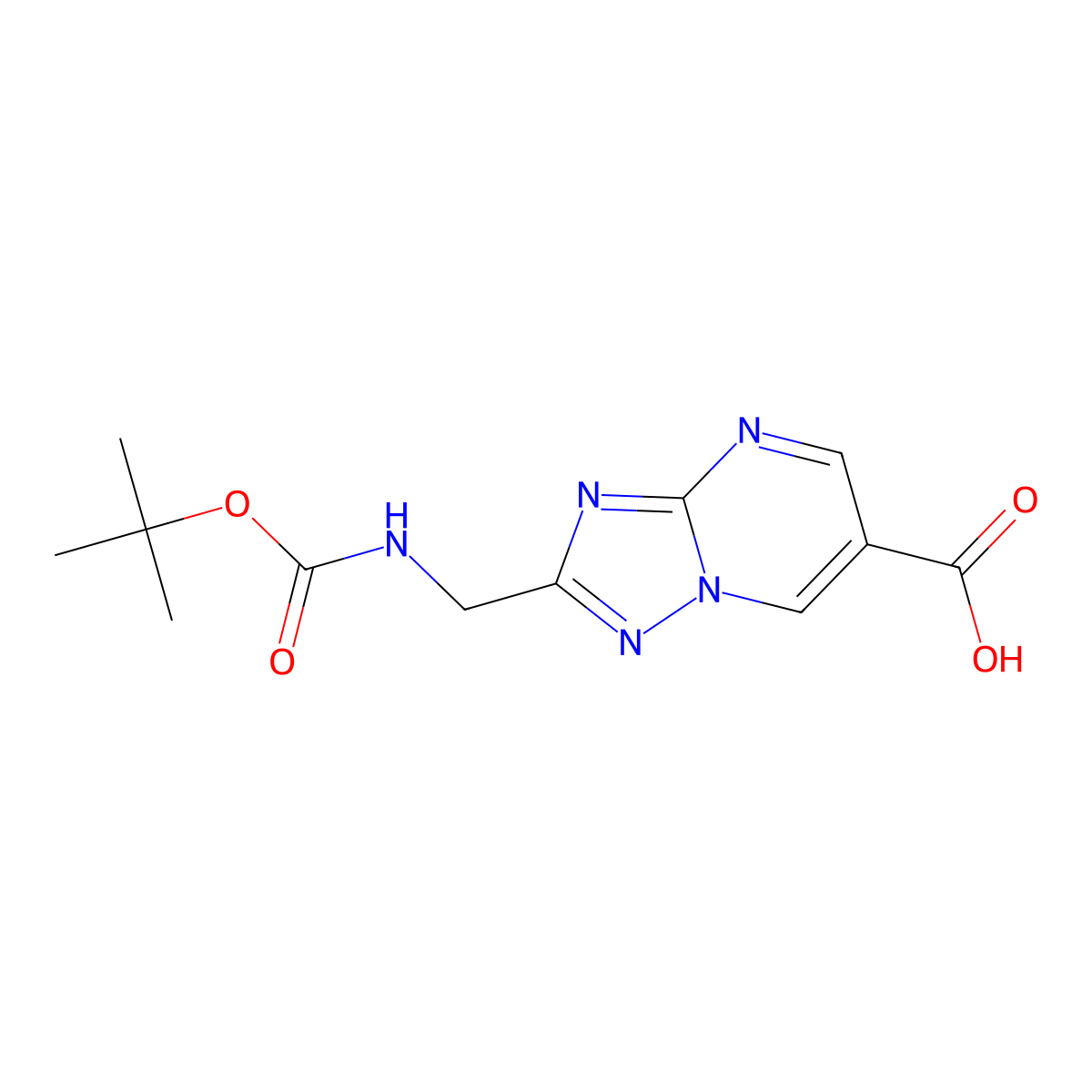 2-[[(2-Methylpropan-2-yl)oxycarbonylamino]methyl]-[1,2,4]triazolo[1,5-a]pyrimidine-6-carboxylic acid molecular structure, CAS 2416229-54-2