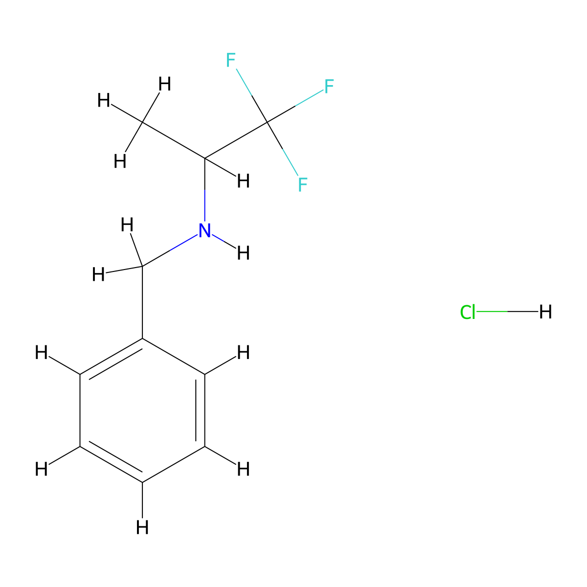 Benzyl(1,1,1-trifluoropropan-2-yl)amine hydrochloride molecular structure, CAS 2416229-58-6