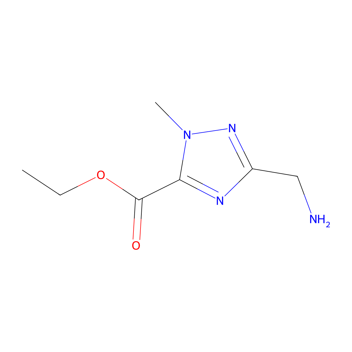 ethyl 3-(aminomethyl)-1-methyl-1H-1,2,4-triazole-5-carboxylate molecular structure, CAS 2416229-73-5