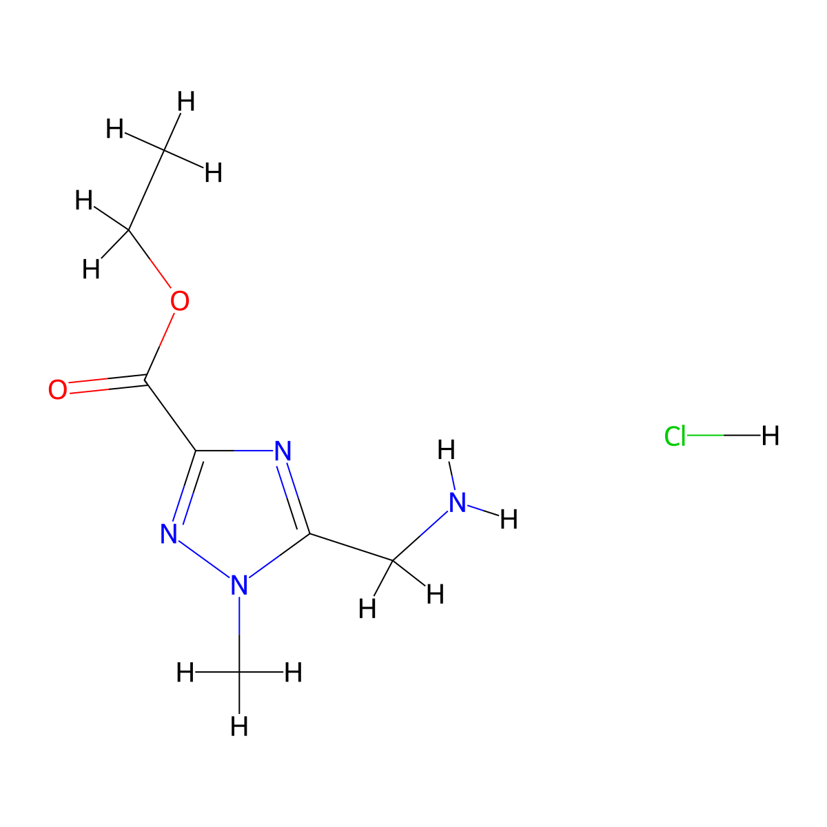 ethyl5-(aminomethyl)-1-methyl-1H-1,2,4-triazole-3-carboxylatehydrochloride molecular structure, CAS 2416229-76-8