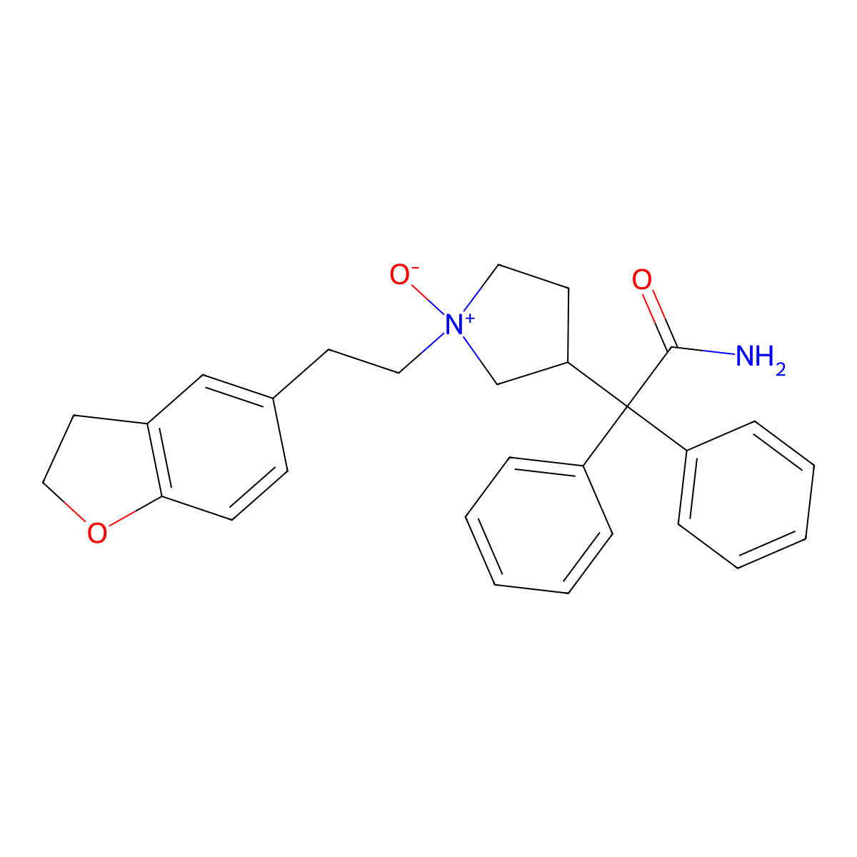 2-[(3R)-1-[2-(2,3-dihydro-1-benzofuran-5-yl)ethyl]-1-oxidopyrrolidin-1-ium-3-yl]-2,2-diphenylacetamide molecular structure, CAS 2416229-88-2