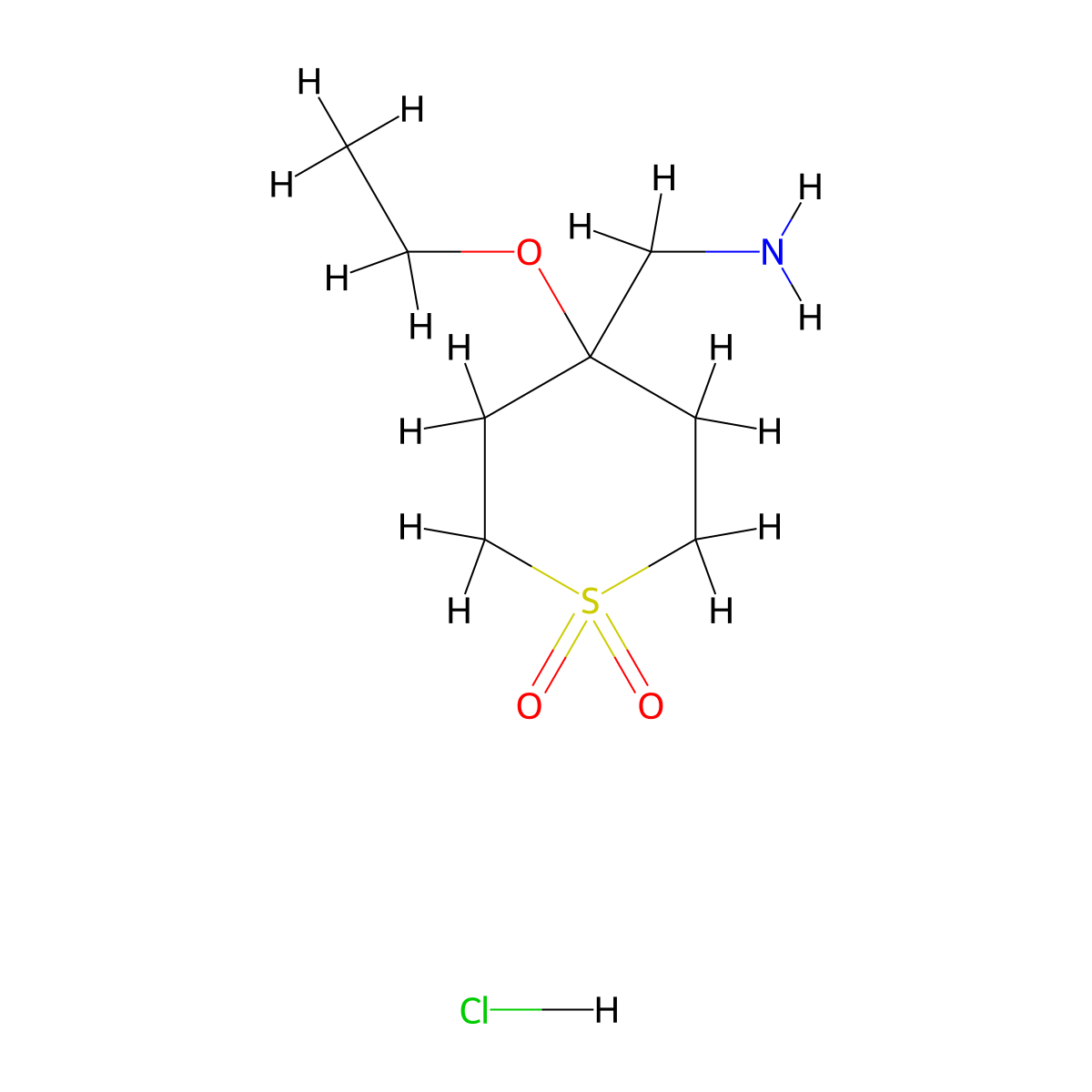 (4-Ethoxy-1,1-dioxothian-4-yl)methanamine;hydrochloride molecular structure, CAS 2416230-06-1
