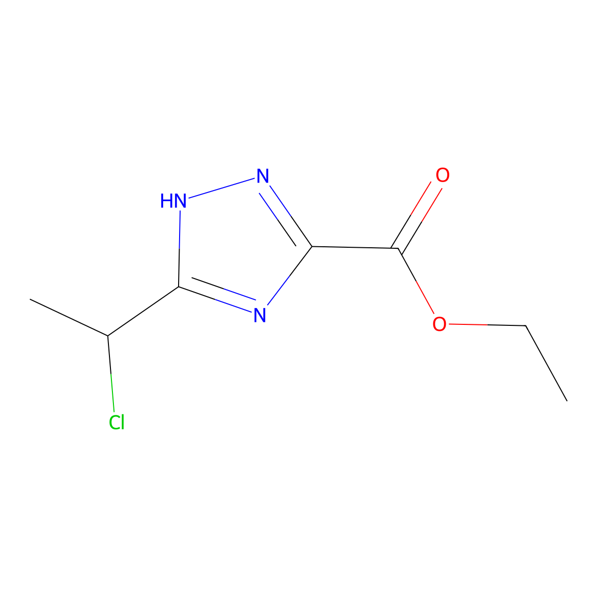 ethyl 5-(1-chloroethyl)-1H-1,2,4-triazole-3-carboxylate molecular structure, CAS 2416230-27-6
