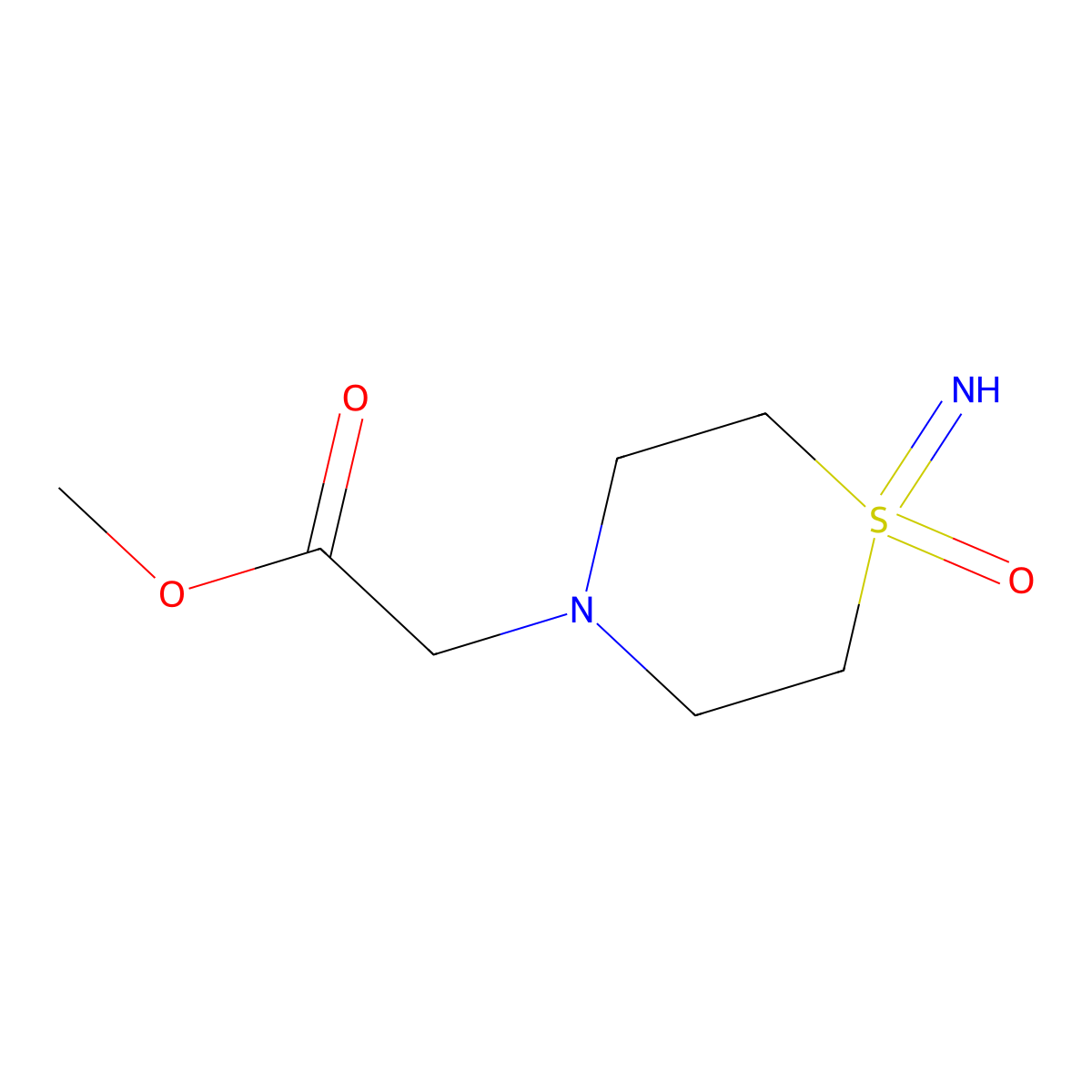 Methyl 2-(1-imino-1-oxo-1lambda6-thiomorpholin-4-yl)acetate molecular structure, CAS 2416230-50-5