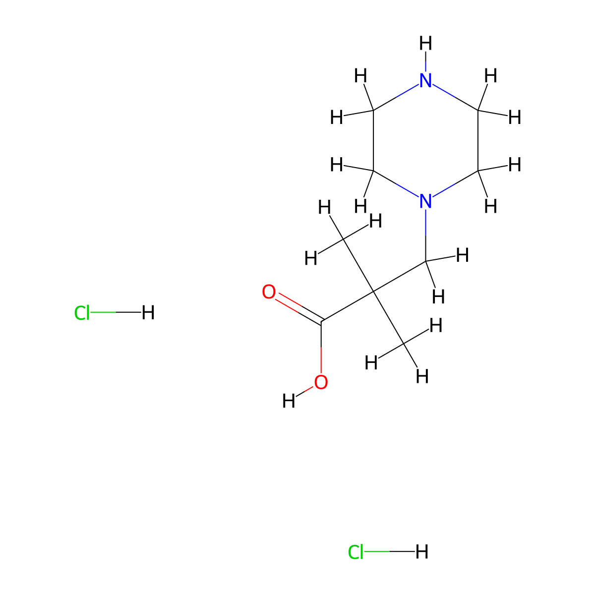 2,2-Dimethyl-3-(piperazin-1-yl)propanoic acid dihydrochloride molecular structure, CAS 2416230-55-0