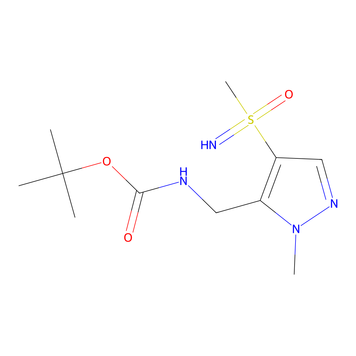 tert-butyl N-({4-[imino(methyl)oxo-lambda6-sulfanyl]-1-methyl-1H-pyrazol-5-yl}methyl)carbamate molecular structure, CAS 2416230-67-4