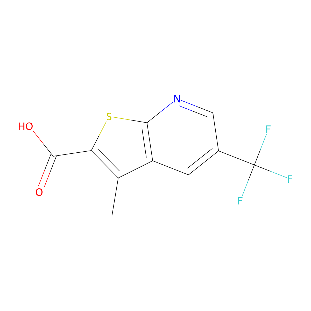 3-Methyl-5-(trifluoromethyl)thieno[2,3-b]pyridine-2-carboxylic acid molecular structure, CAS 2416230-70-9