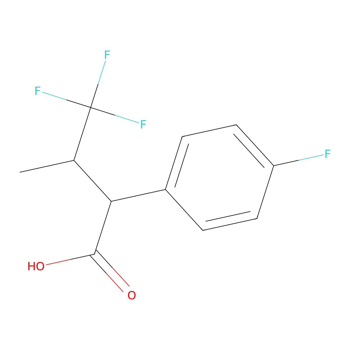 4,4,4-Trifluoro-2-(4-fluorophenyl)-3-methylbutanoic acid molecular structure, CAS 2416230-72-1