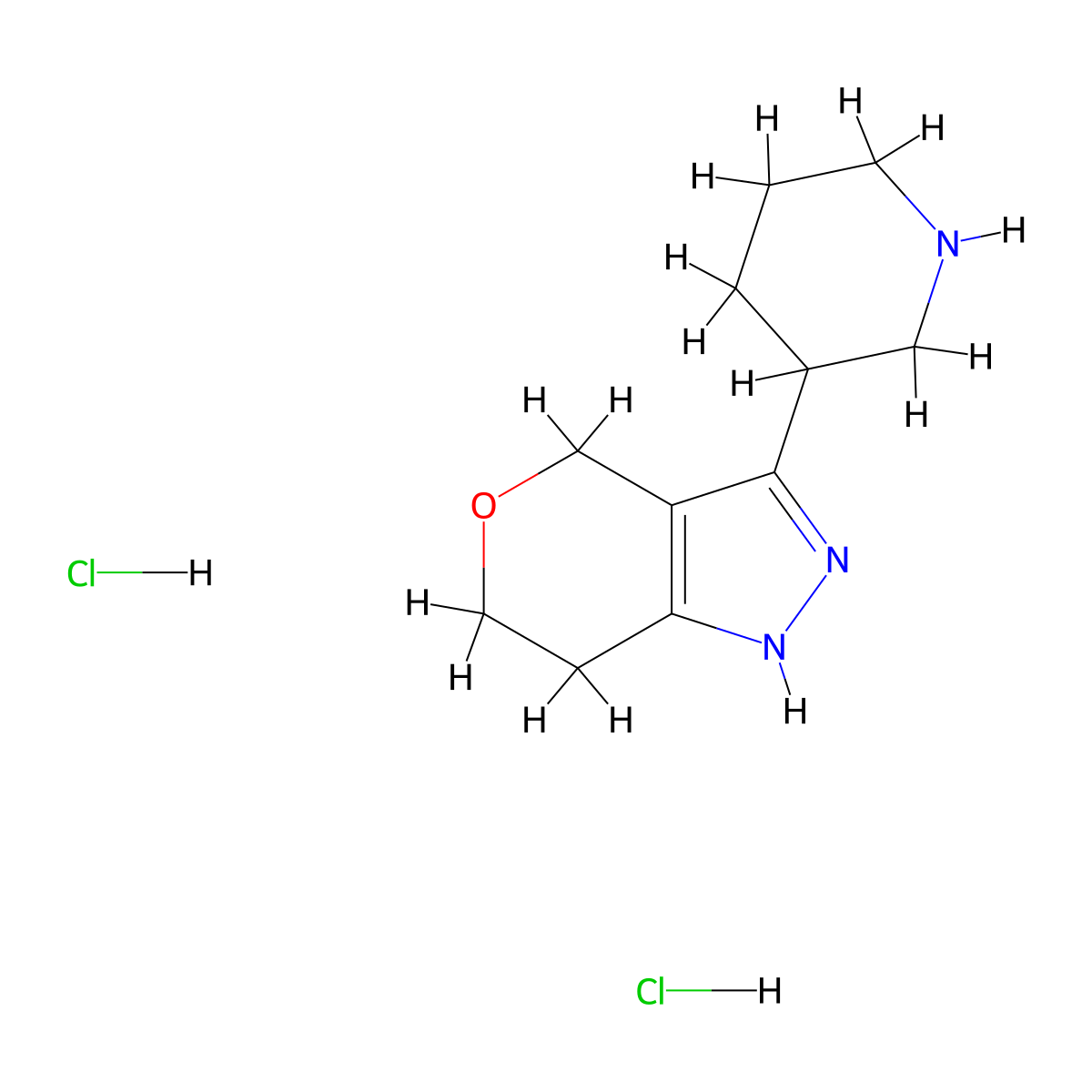 3-{2H,4H,6H,7H-pyrano[4,3-c]pyrazol-3-yl}piperidine dihydrochloride molecular structure, CAS 2416230-74-3