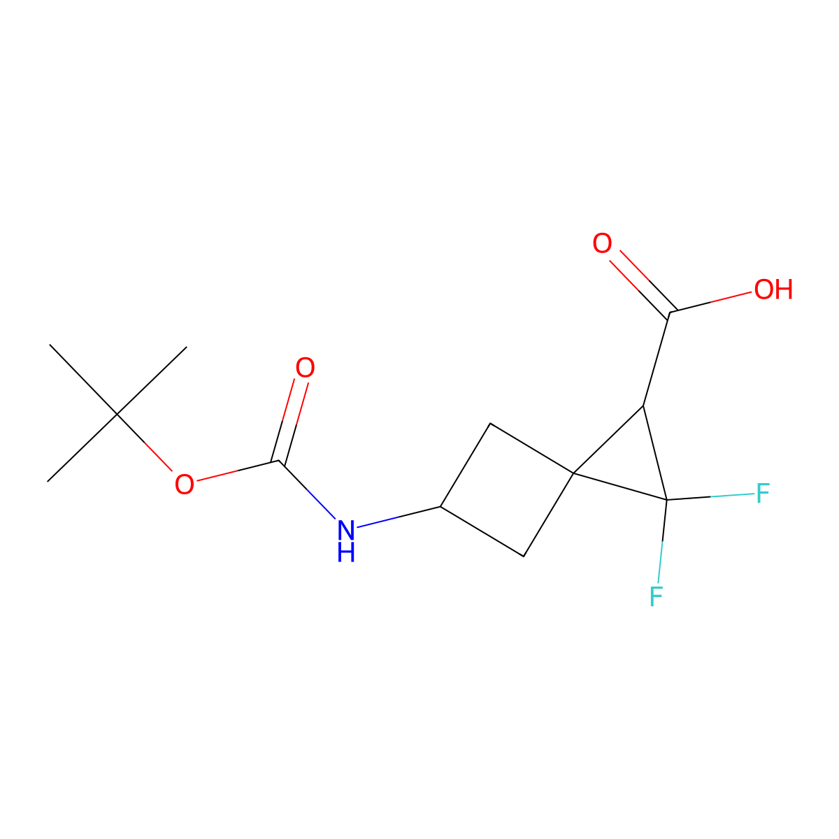 5-{[(Tert-butoxy)carbonyl]amino}-2,2-difluorospiro[2.3]hexane-1-carboxylic acid molecular structure, CAS 2416230-77-6