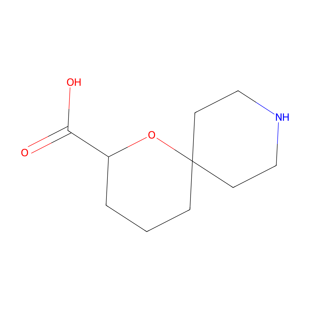 1-Oxa-9-azaspiro[5.5]undecane-2-carboxylic acid molecular structure, CAS 2416230-79-8