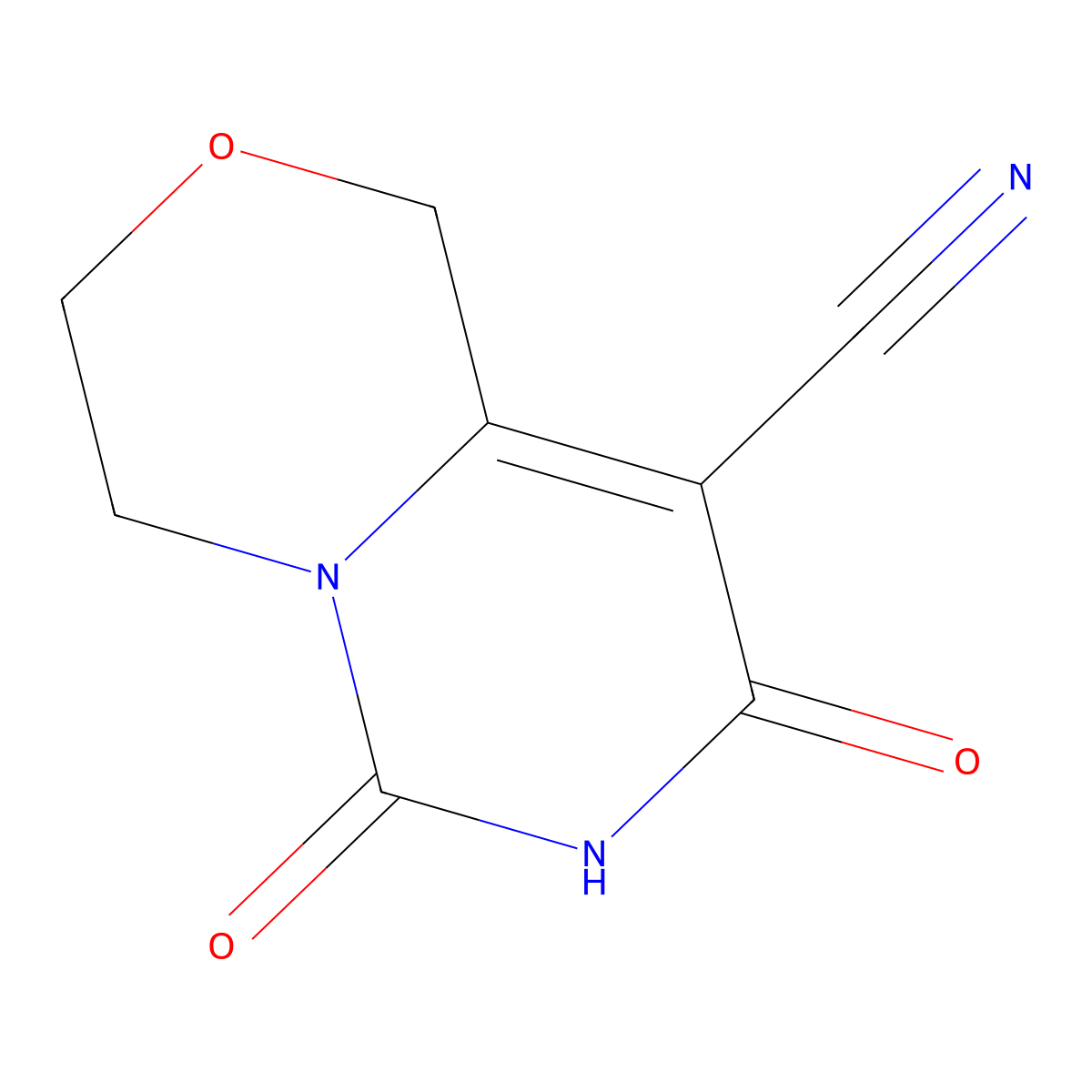 6,8-dioxo-1H,3H,4H,6H,7H,8H-pyrimido[4,3-c][1,4]oxazine-9-carbonitrile molecular structure, CAS 2416230-82-3
