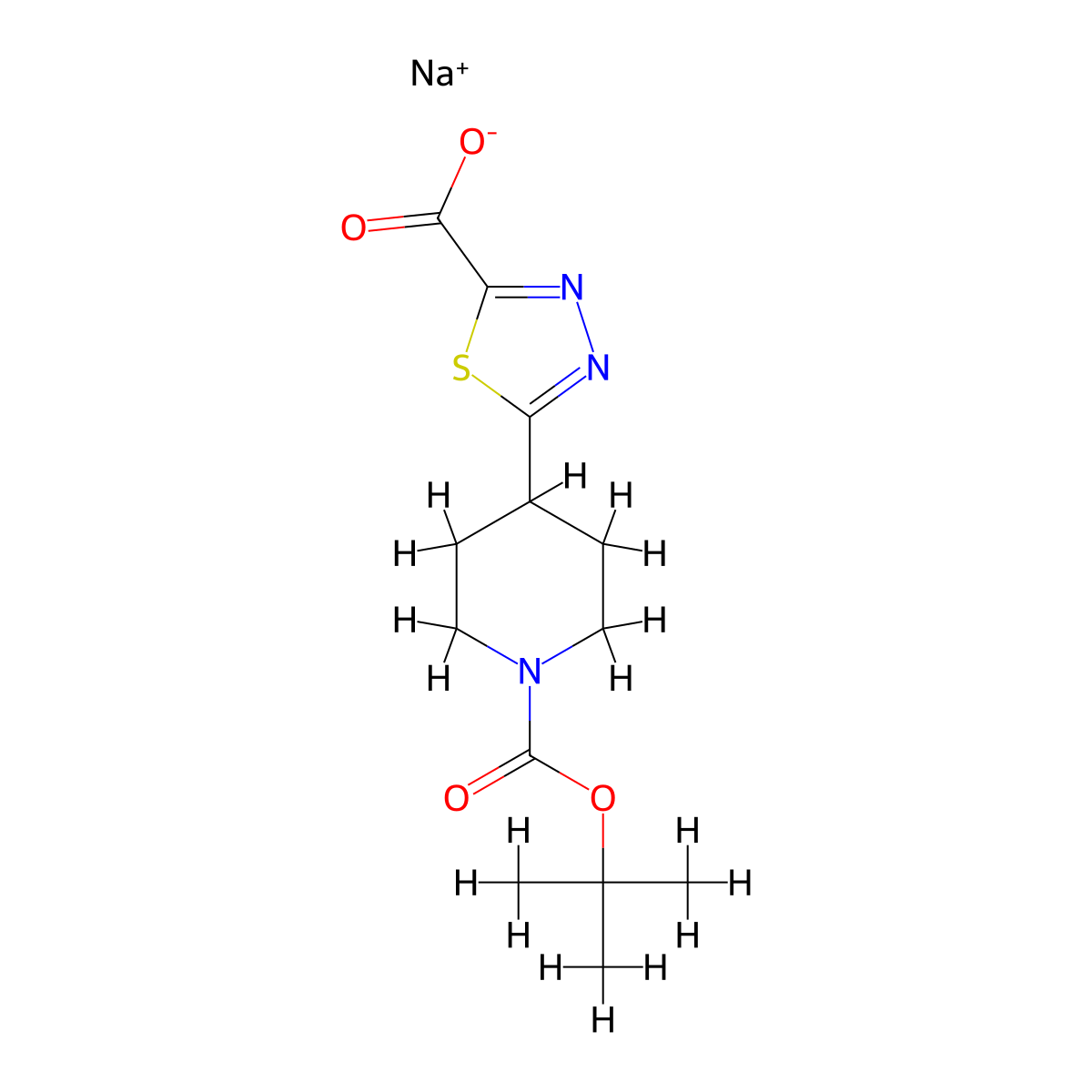 Sodium5-{1-[(tert-butoxy)carbonyl]piperidin-4-yl}-1,3,4-thiadiazole-2-carboxylate molecular structure, CAS 2416230-89-0