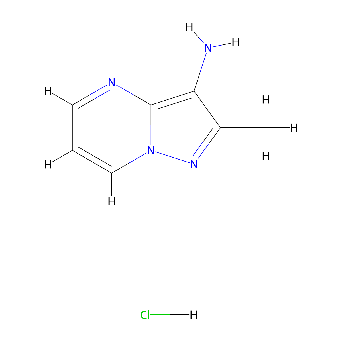 2-Methylpyrazolo(1,5-a)pyrimidin-3-amine hydrochloride molecular structure, CAS 2416230-91-4