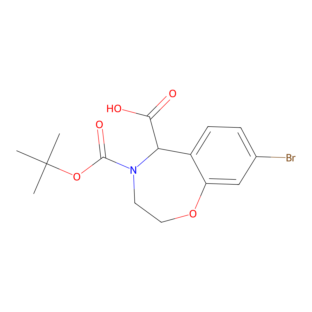 8-Bromo-4-[(tert-butoxy)carbonyl]-2,3,4,5-tetrahydro-1,4-benzoxazepine-5-carboxylicacid molecular structure, CAS 2416230-92-5