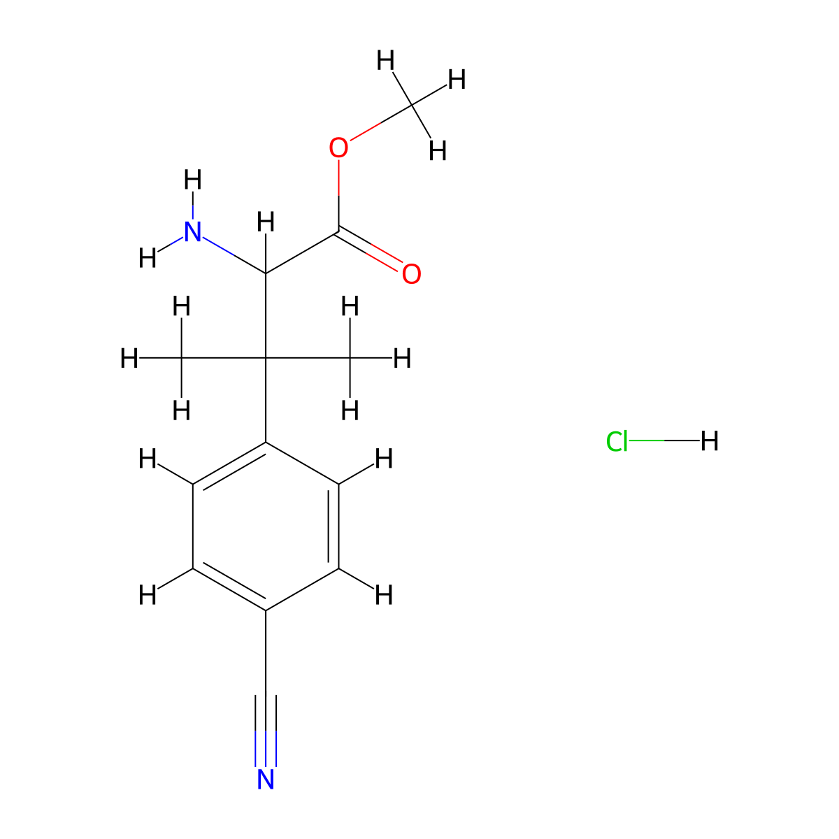 Methyl2-amino-3-(4-cyanophenyl)-3-methylbutanoatehydrochloride molecular structure, CAS 2416230-95-8