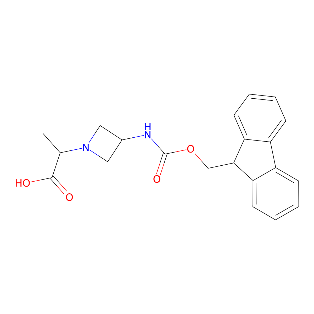 2-[3-(9H-Fluoren-9-ylmethoxycarbonylamino)azetidin-1-yl]propanoic acid molecular structure, CAS 2416231-02-0