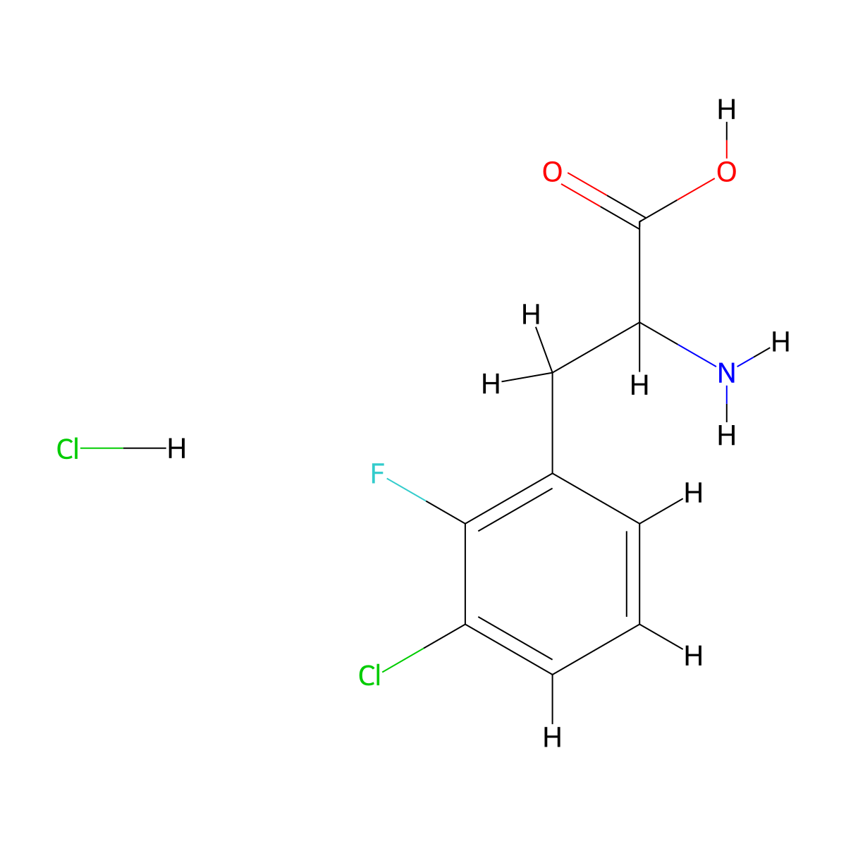 2-Amino-3-(3-chloro-2-fluorophenyl)propanoic acid hydrochloride molecular structure, CAS 2416231-06-4