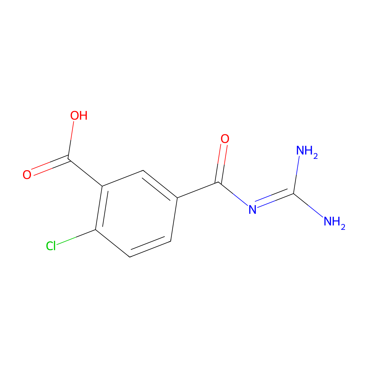 5-(Carbamimidoylcarbamoyl)-2-chlorobenzoic acid molecular structure, CAS 2416231-15-5
