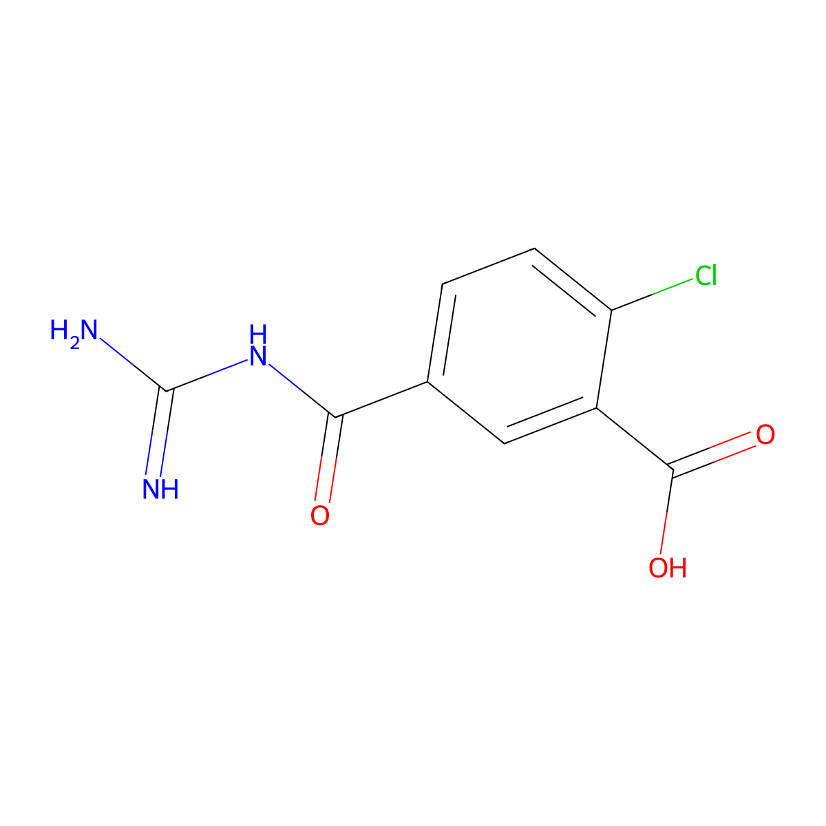 5-(Carbamimidoylcarbamoyl)-2-chlorobenzoic acid molecular structure, CAS 2416231-15-5