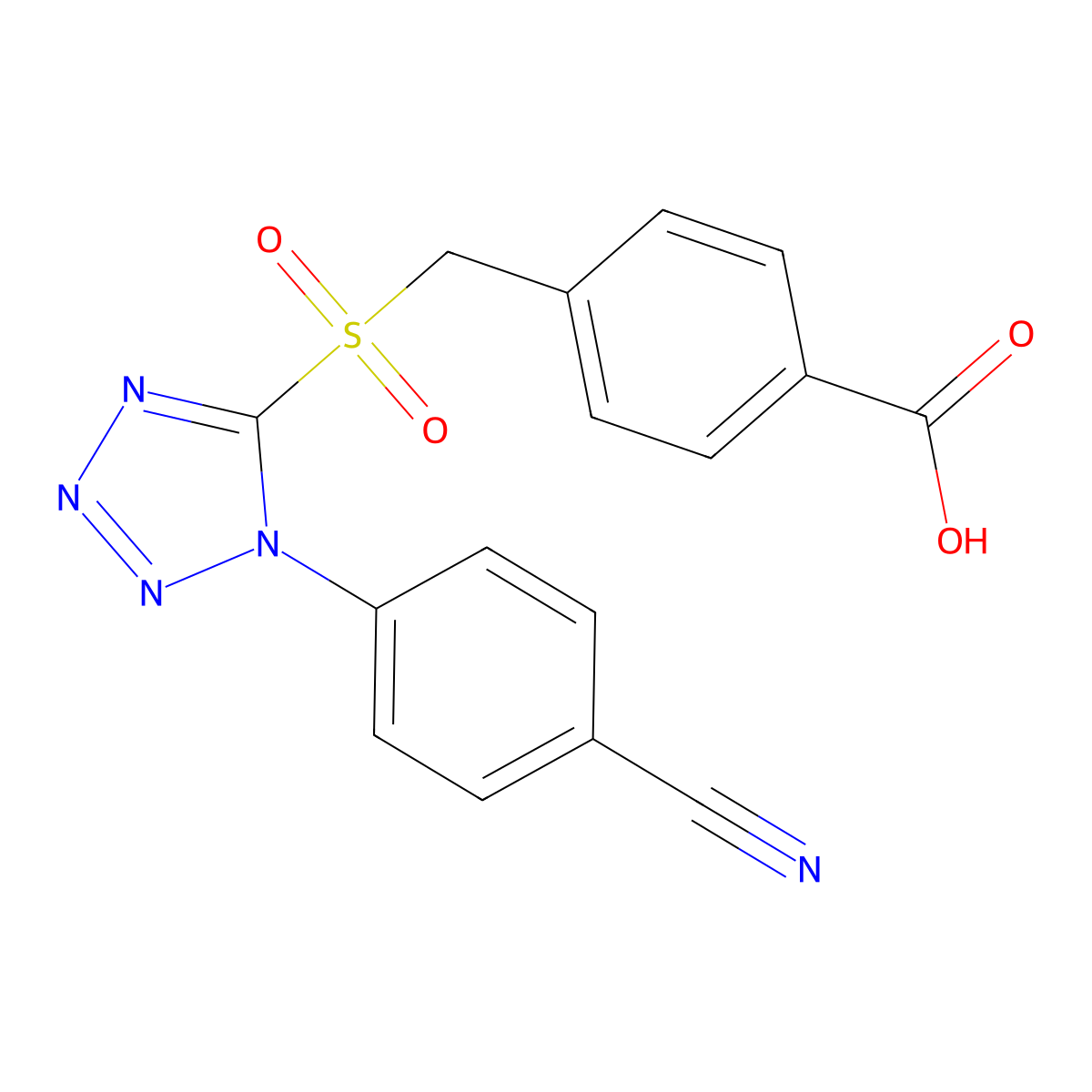 4-({[1-(4-cyanophenyl)-1H-1,2,3,4-tetrazol-5-yl]sulfonyl}methyl)benzoicacid molecular structure, CAS 2416231-19-9