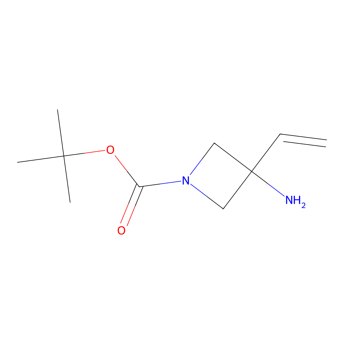 Tert-butyl 3-amino-3-ethenylazetidine-1-carboxylate molecular structure, CAS 2416231-26-8